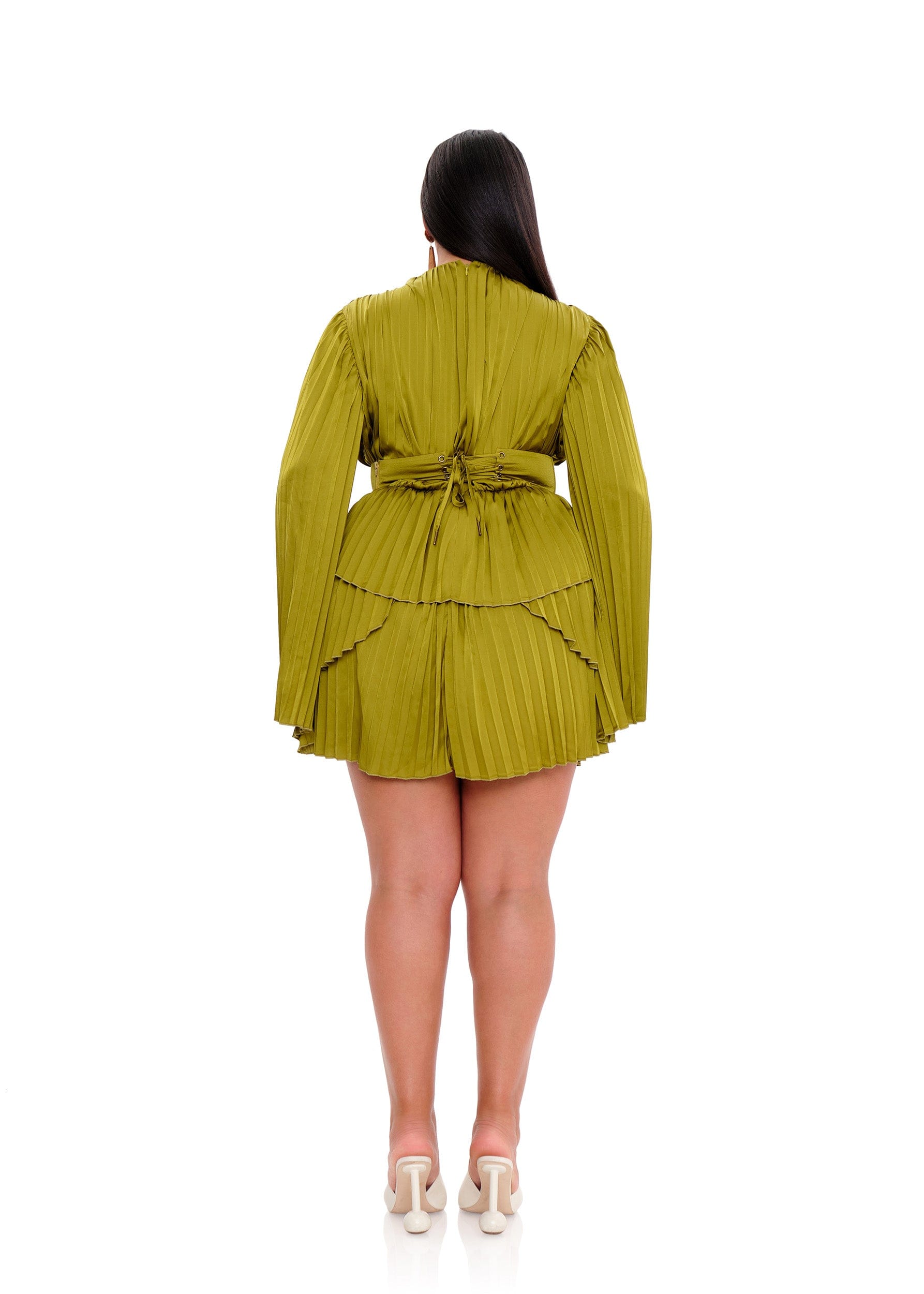 LENTI PLEATED MINI DRESS - LIME made by Andrea Iyamah