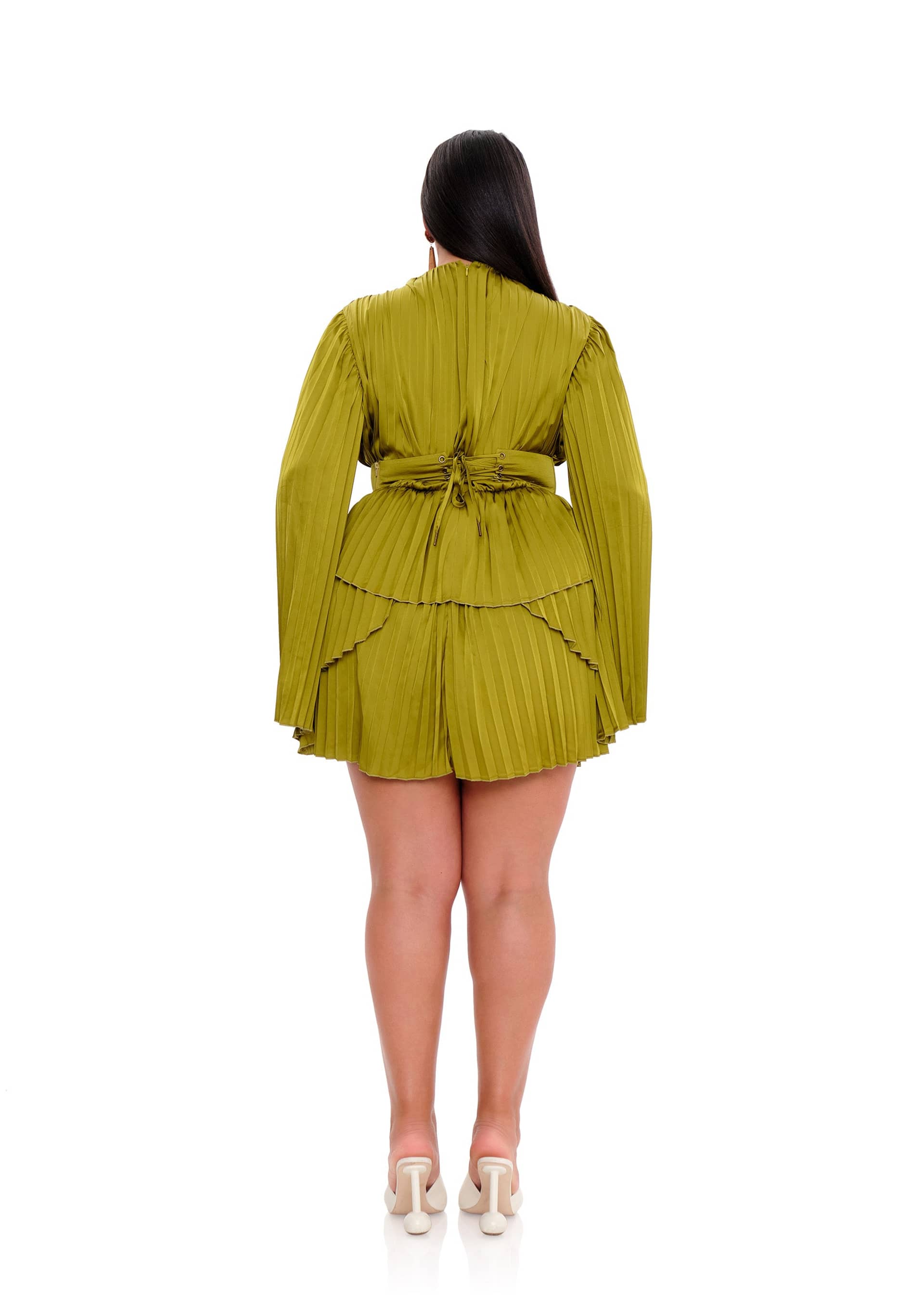LENTI PLEATED MINI DRESS - LIME made by Andrea Iyamah