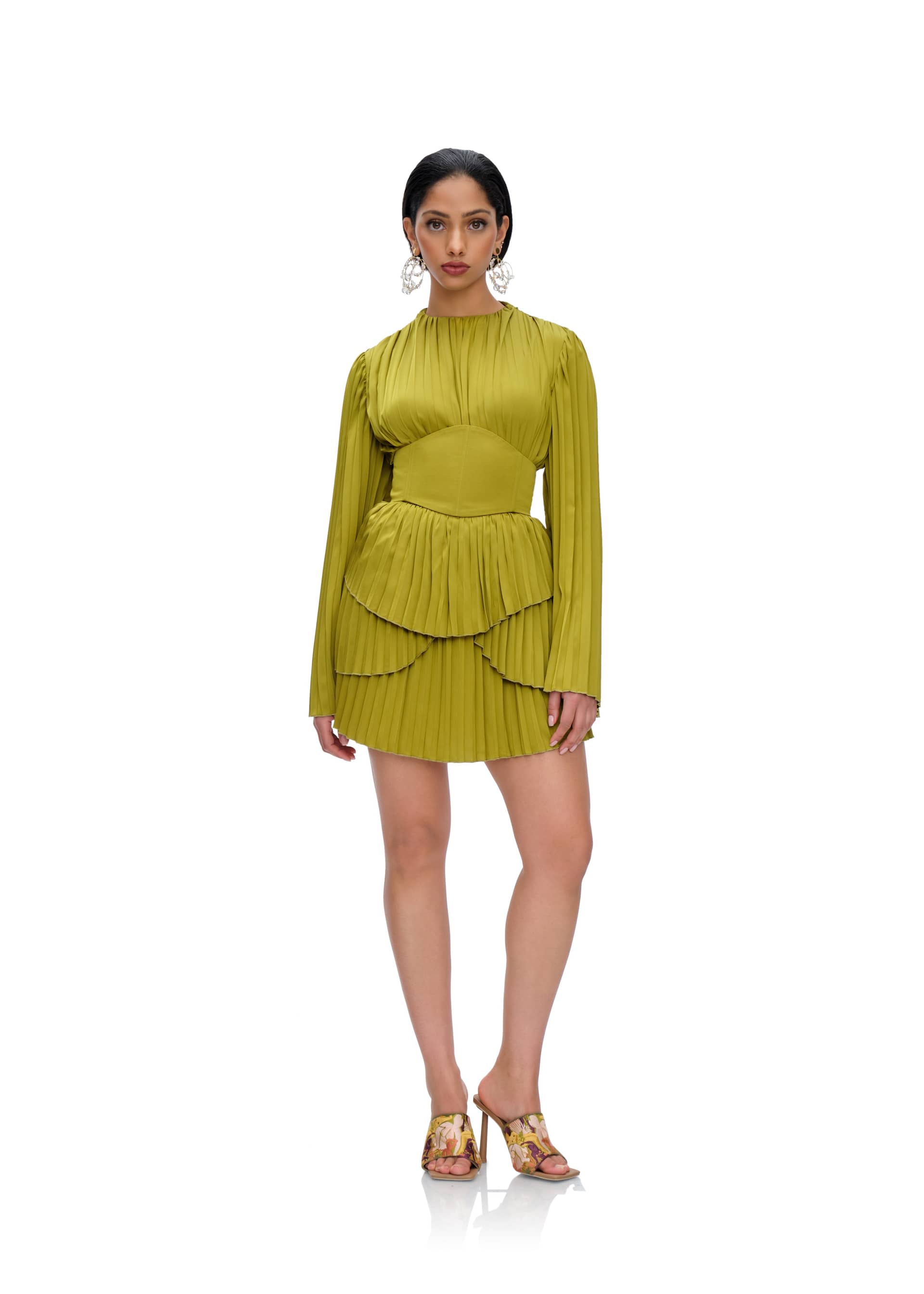 LENTI PLEATED MINI DRESS - LIME made by Andrea Iyamah