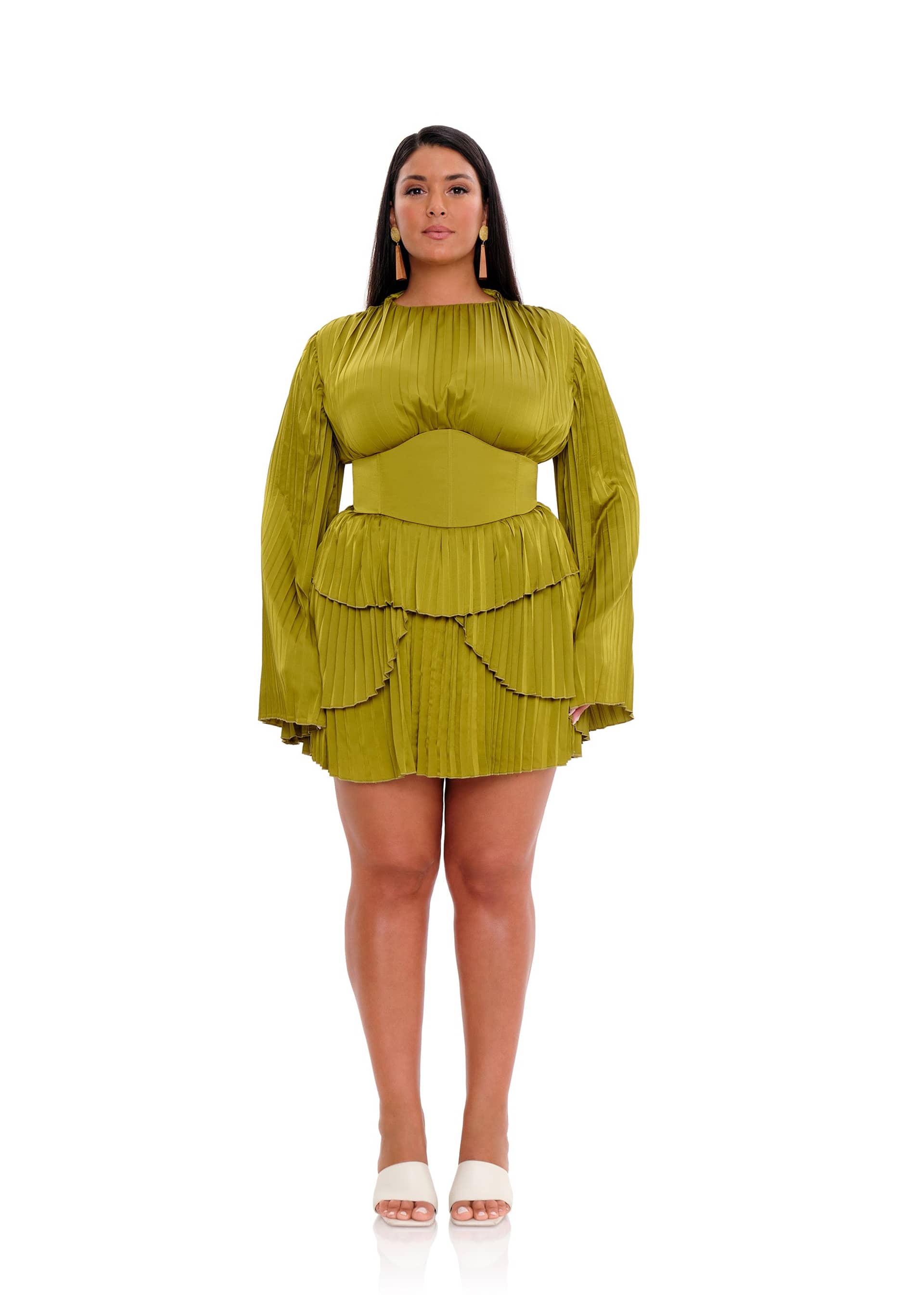 LENTI PLEATED MINI DRESS - LIME made by Andrea Iyamah
