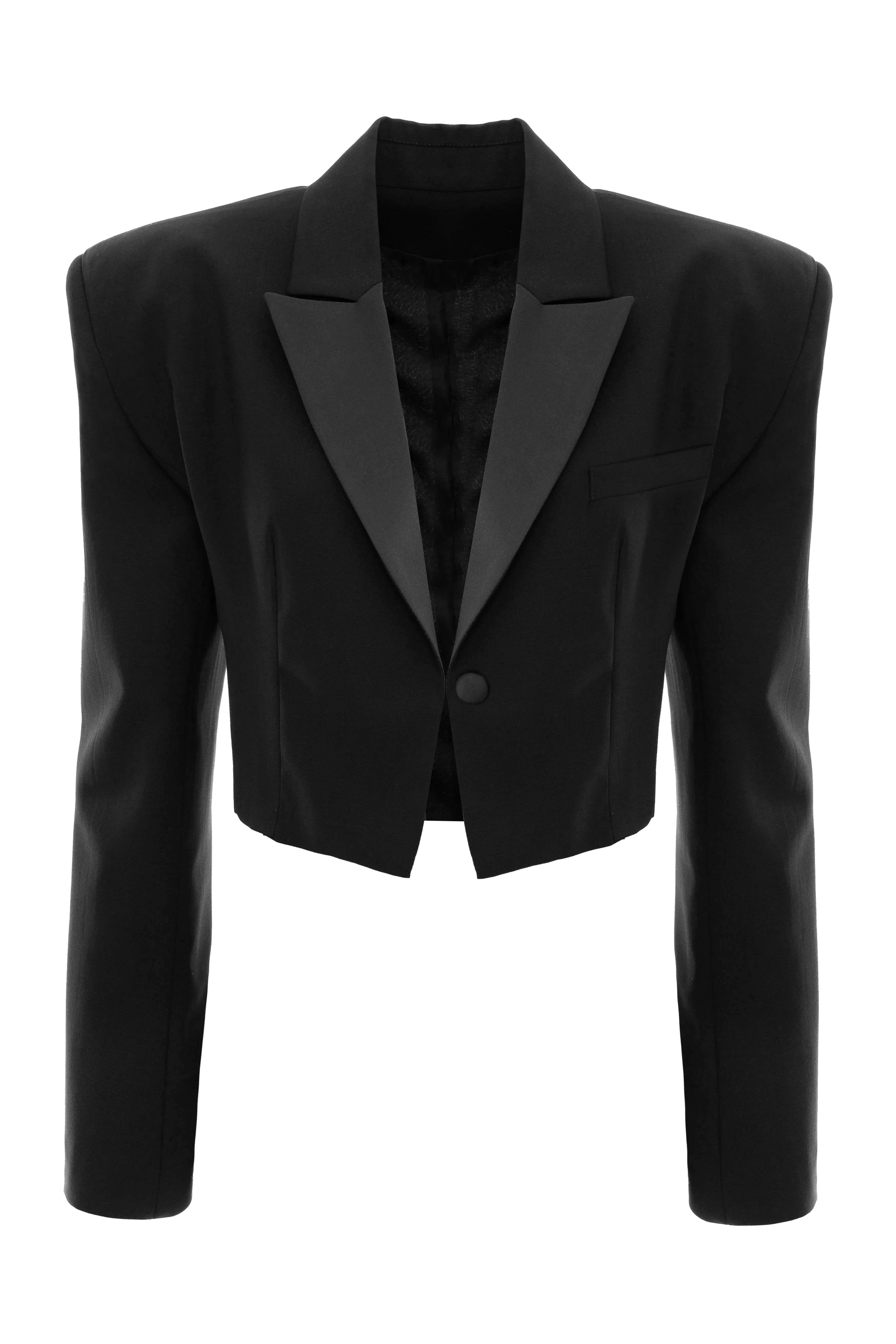 Cropped Silk and Wool Tailored Blazer made by Aureliana