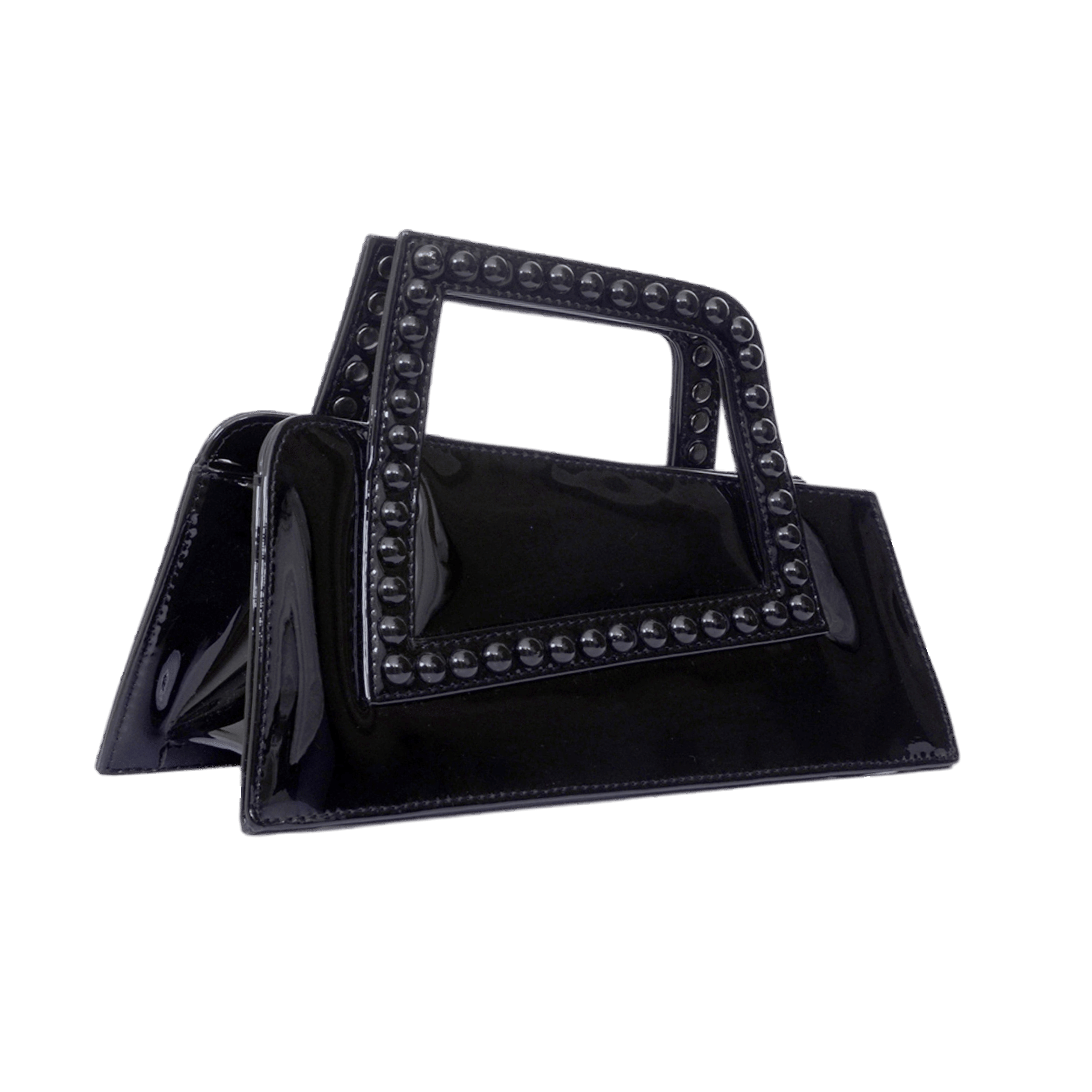 Jalila - Patent Black - Top Handle Bag made by ALIEL
