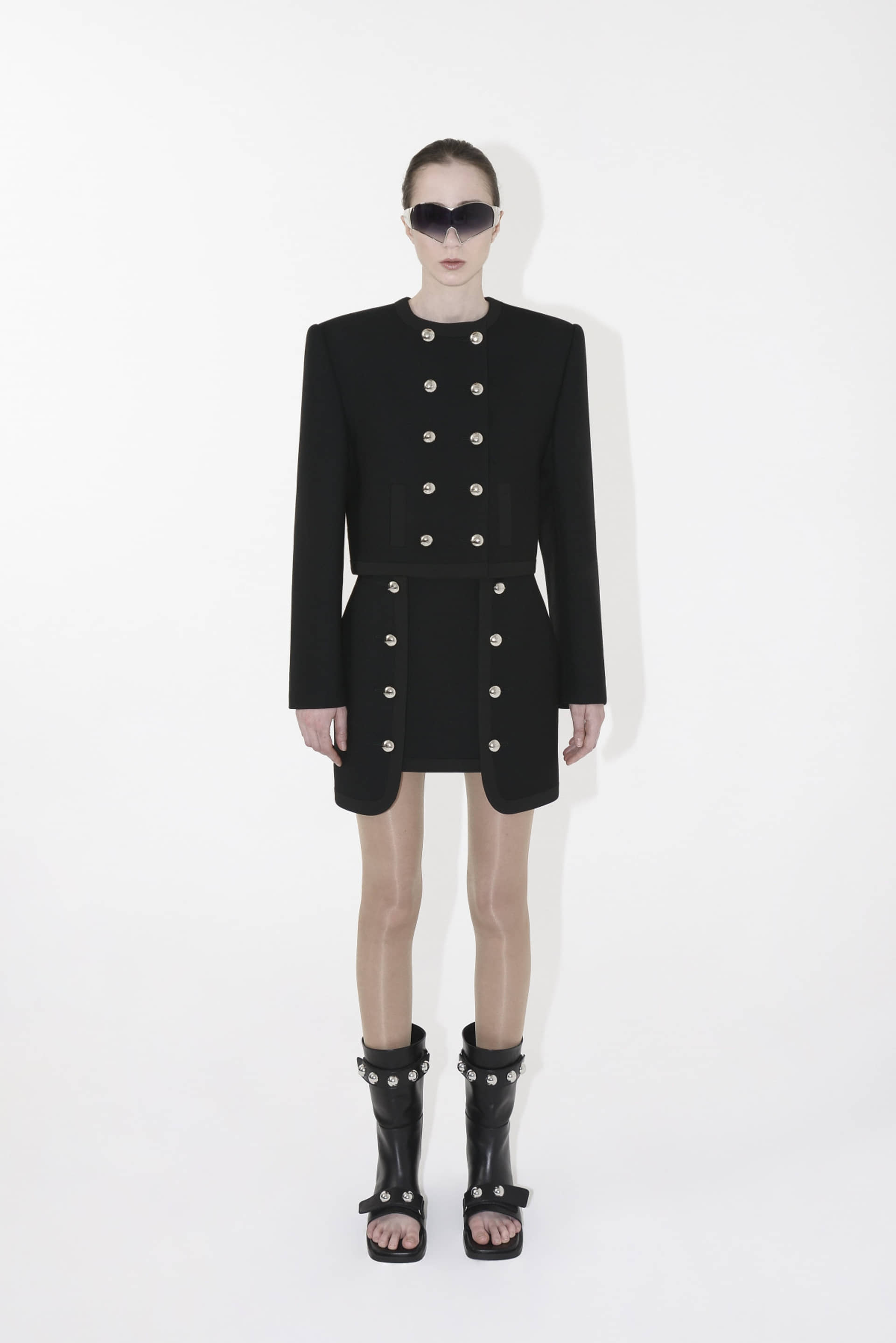 WOOL ASYMMETRIC MINI SKIRT in Black made by KEBURIA