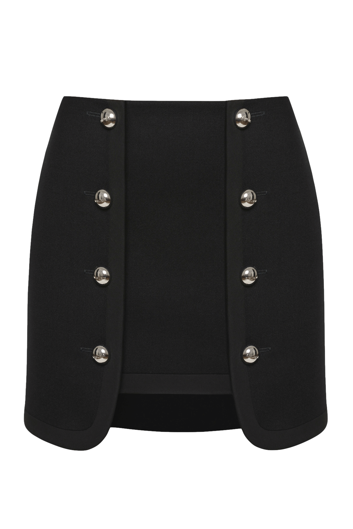 WOOL ASYMMETRIC MINI SKIRT in Black made by KEBURIA