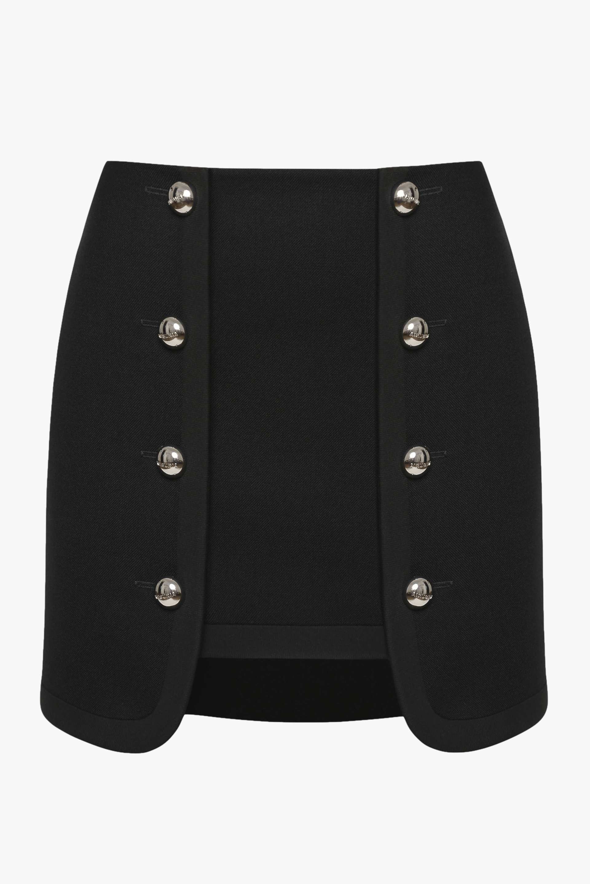 WOOL ASYMMETRIC MINI SKIRT in Black made by KEBURIA