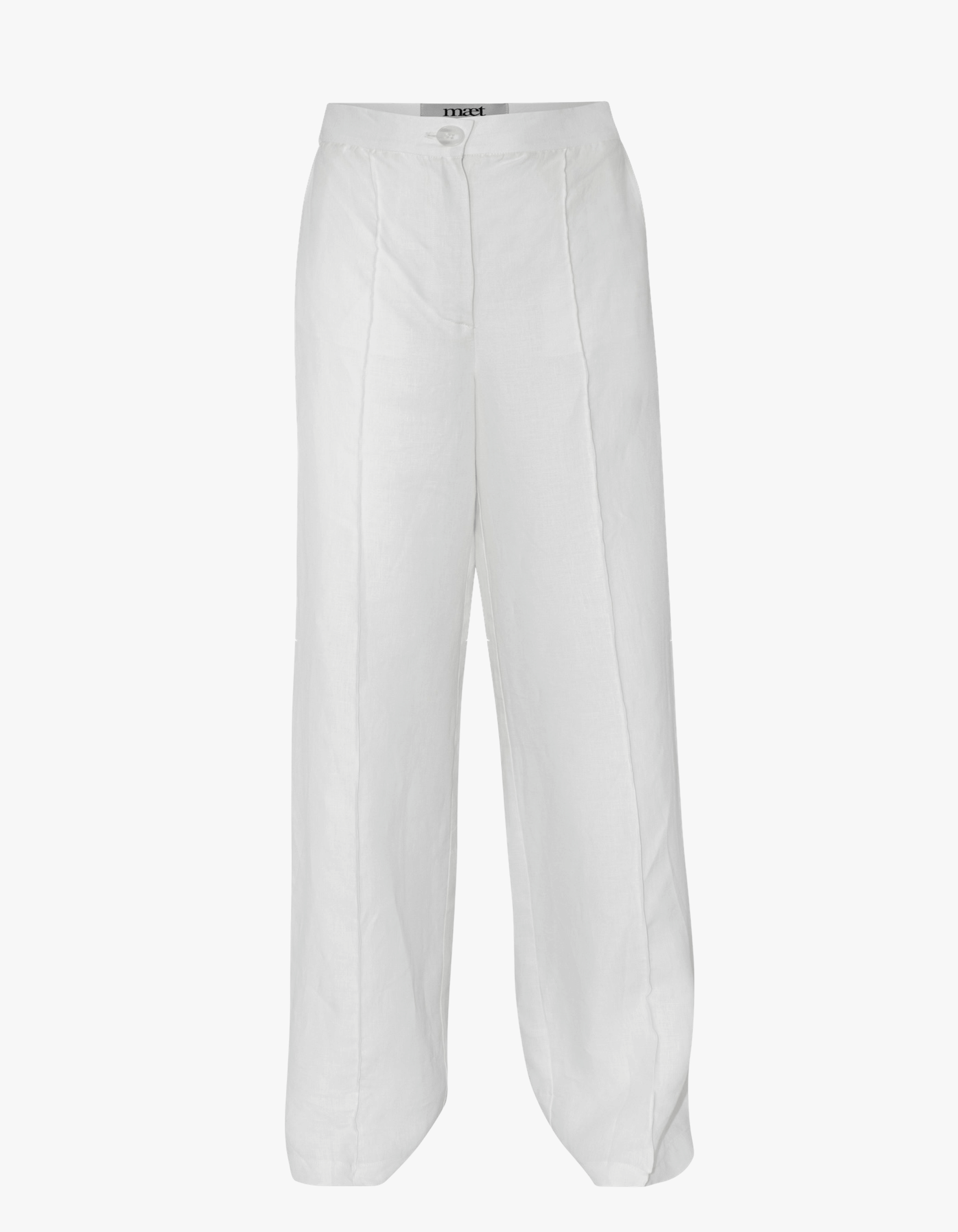 PRIMROSE White Linen Straight-Leg Pants made by MAET