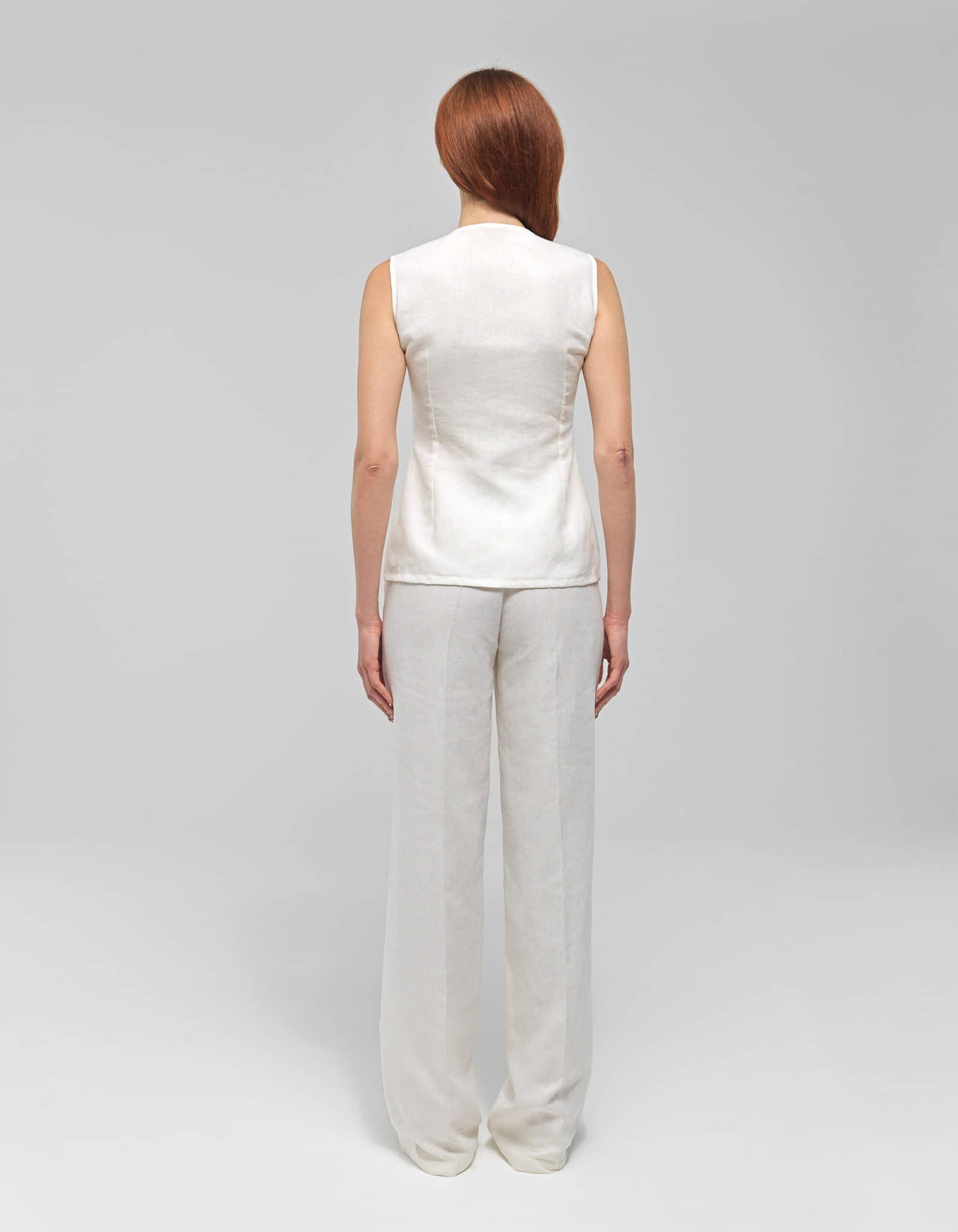 PRIMROSE White Linen Straight-Leg Pants made by MAET