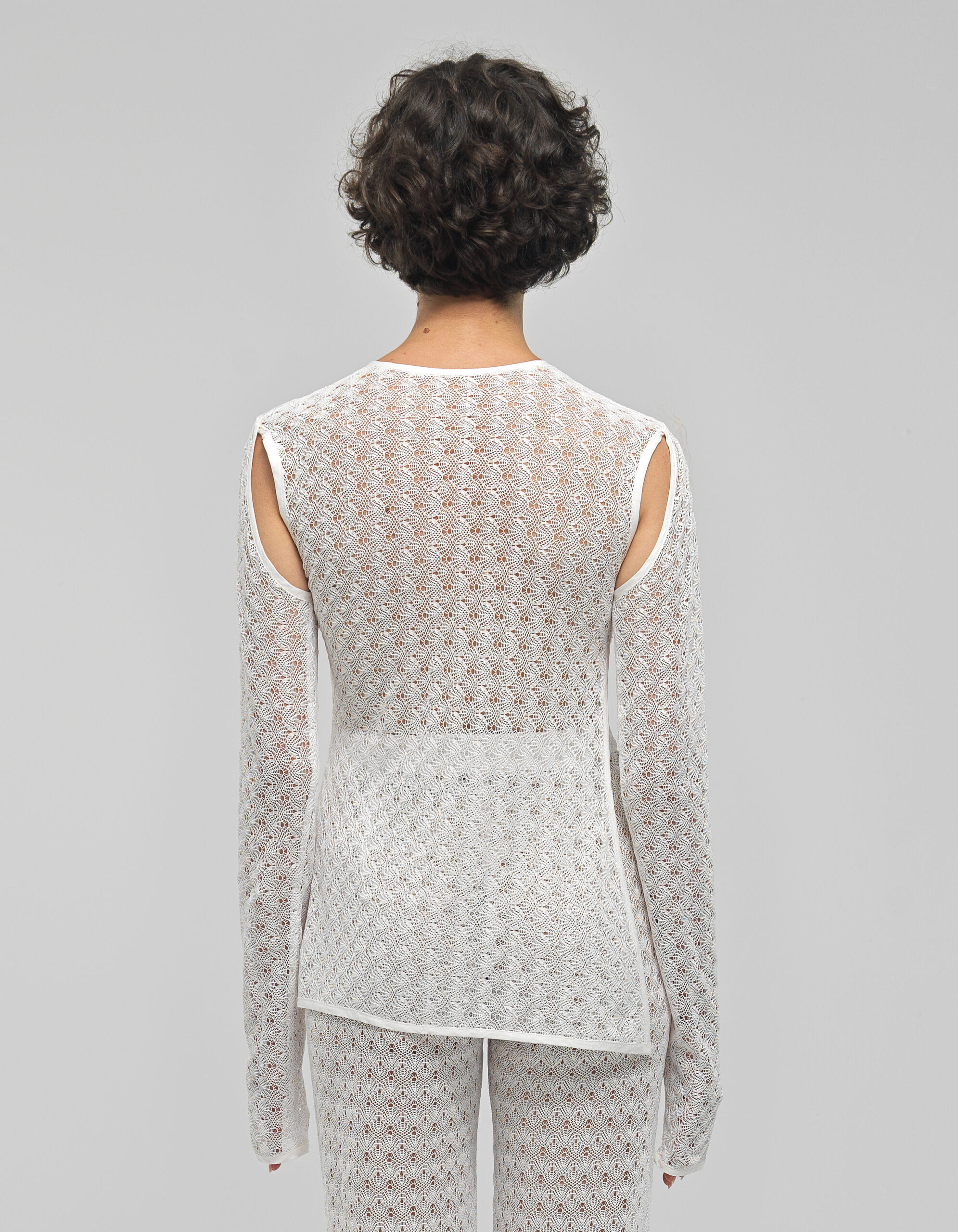 LEIA White Knit See Through Top made by MAET