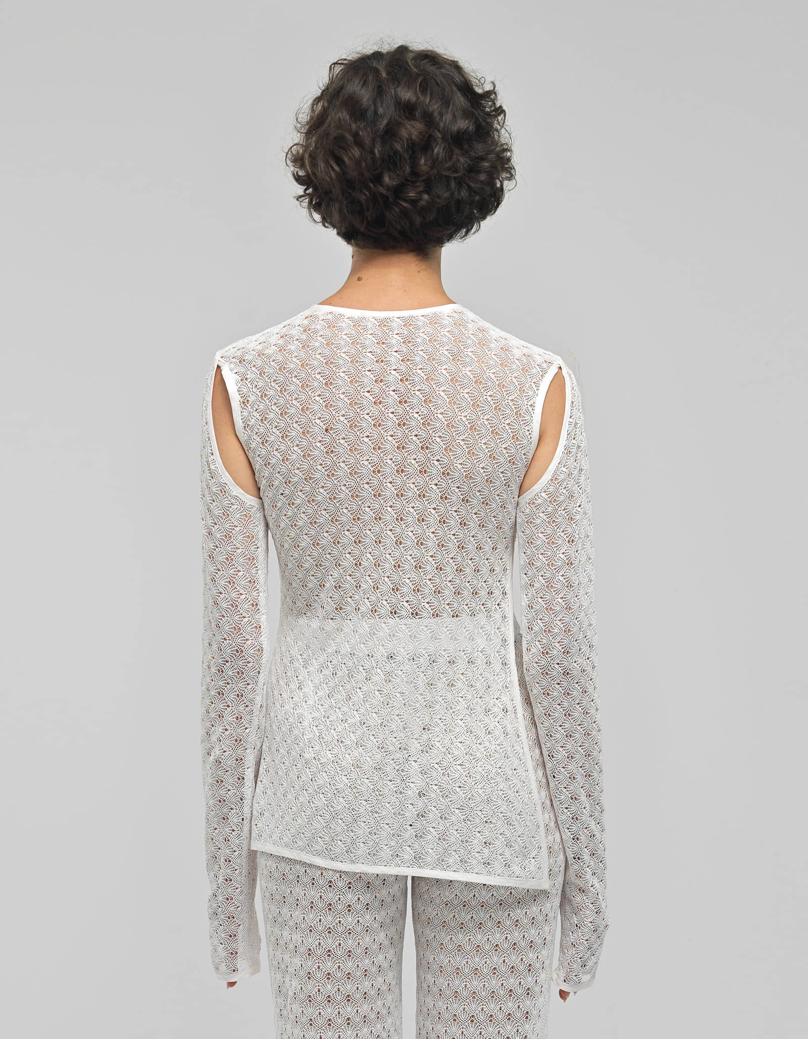 LEIA White Knit See Through Top made by MAET