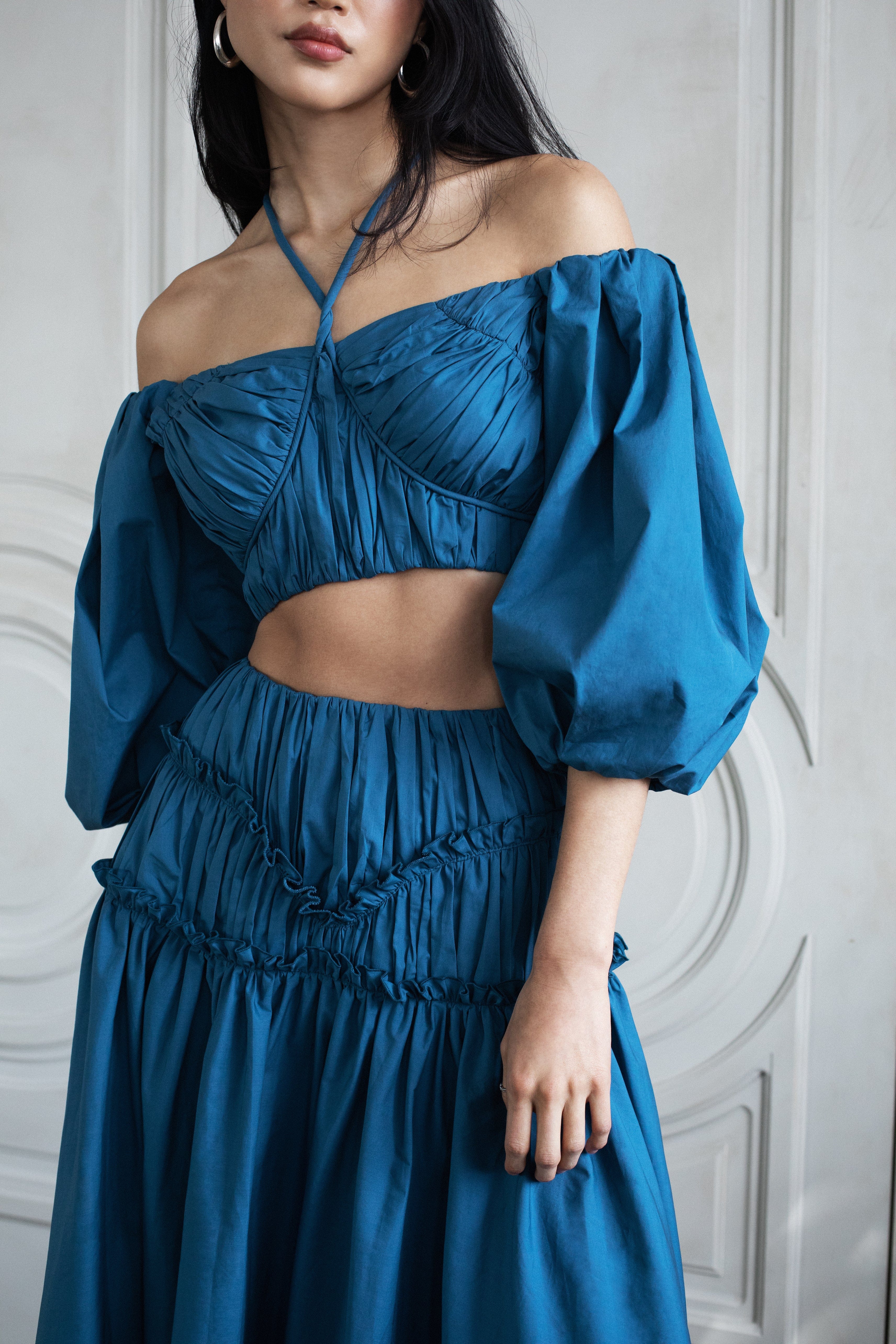 ISABELLA RUCHED SKIRT PRUSSIAN BLUE in Blue made by Vasiliki