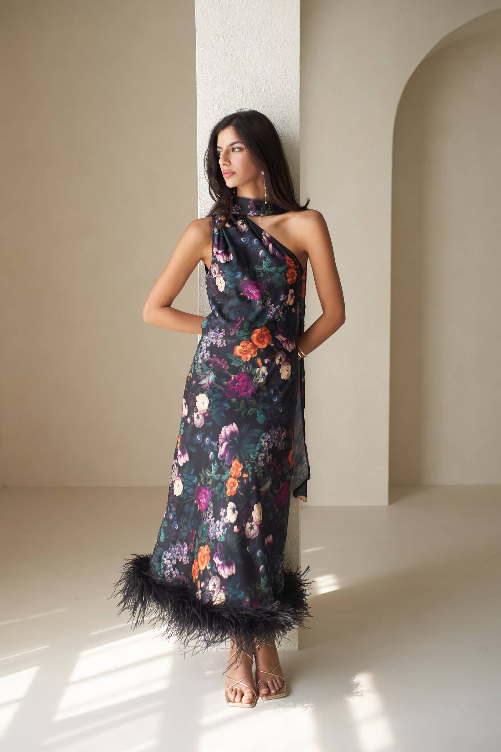 Liya Cannes One Sleeve Silky Maxi Dress made by Vasiliki