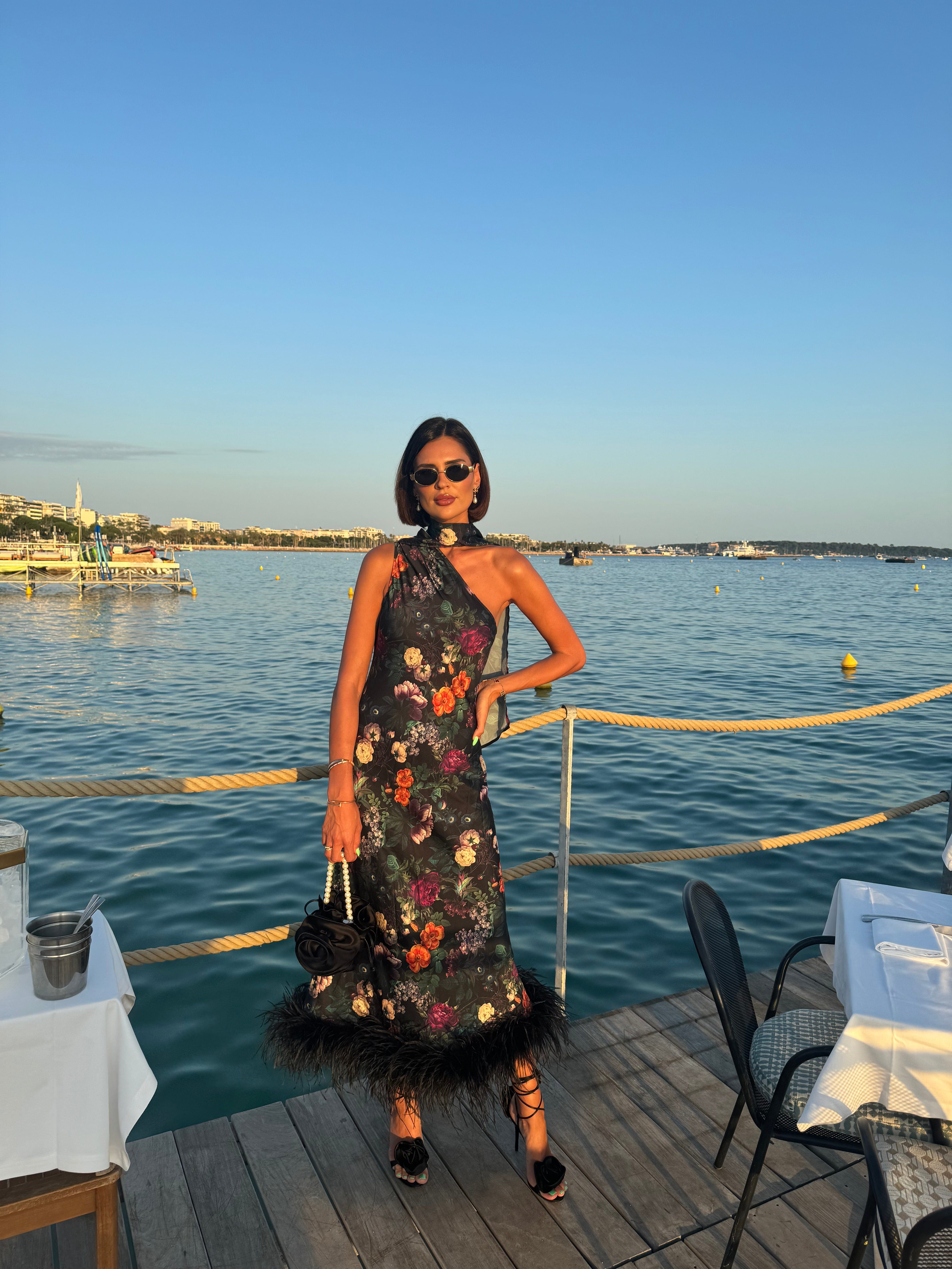 Cannes One Sleeve Silky Maxi Dress made by Vasiliki