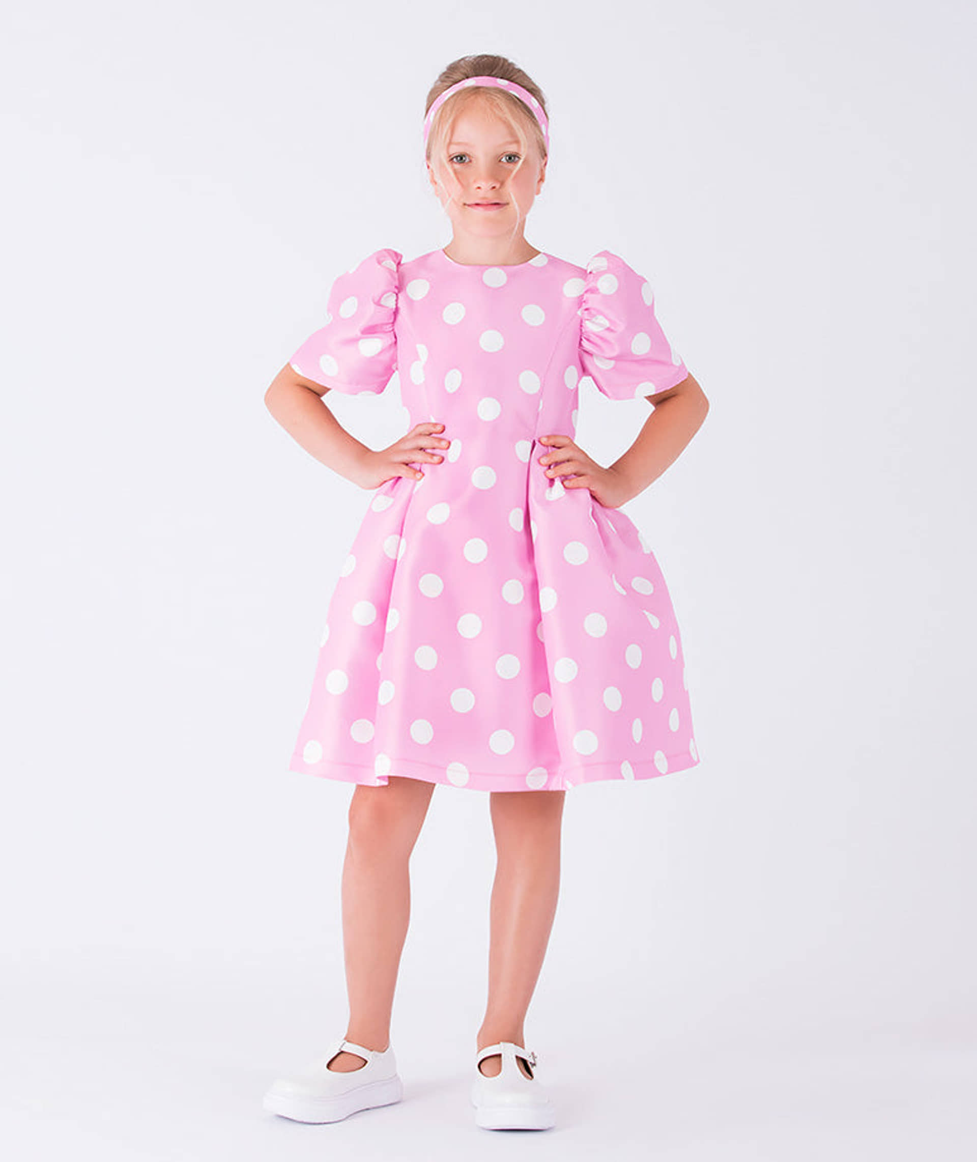 Balloon Sleeve Polka Dress made by Mama Luma