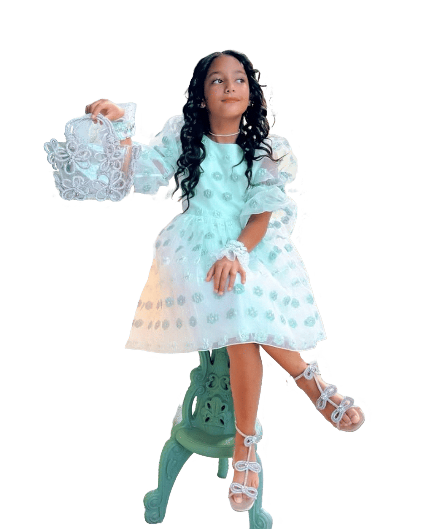 Jacquard Flowers Girls Dress made by Mama Luma