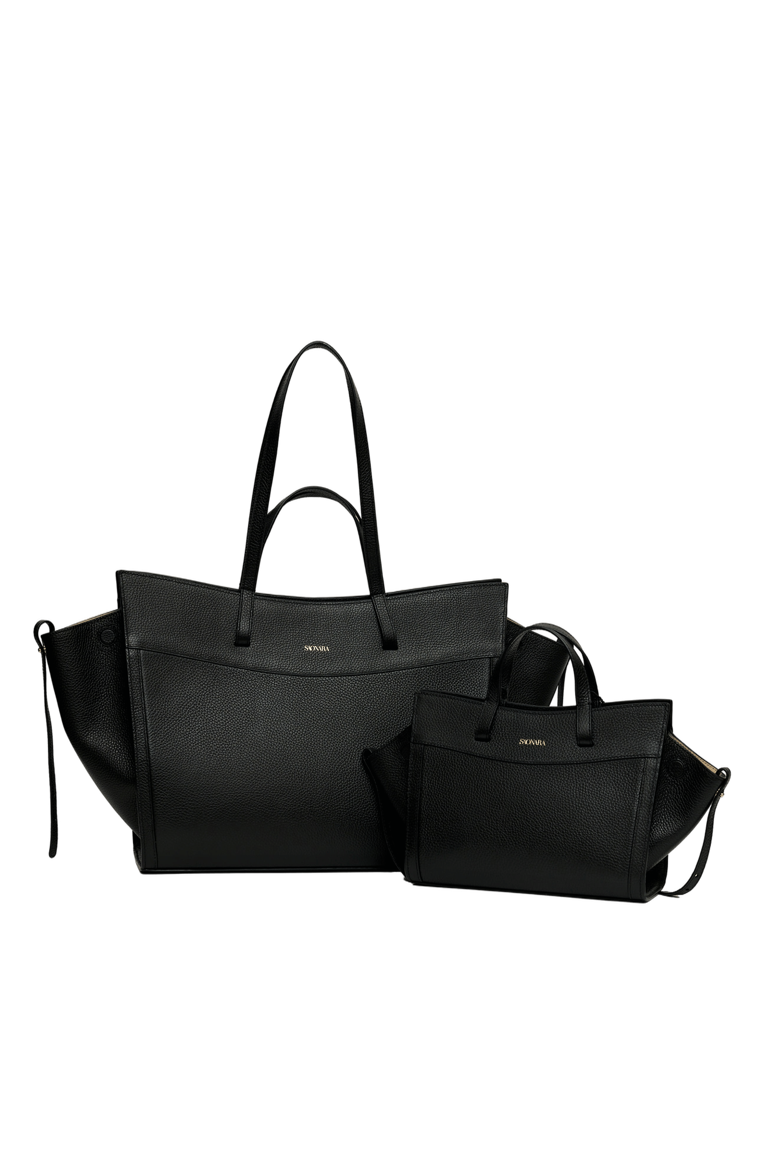 Shopping Bag Black Leather made by Saonara