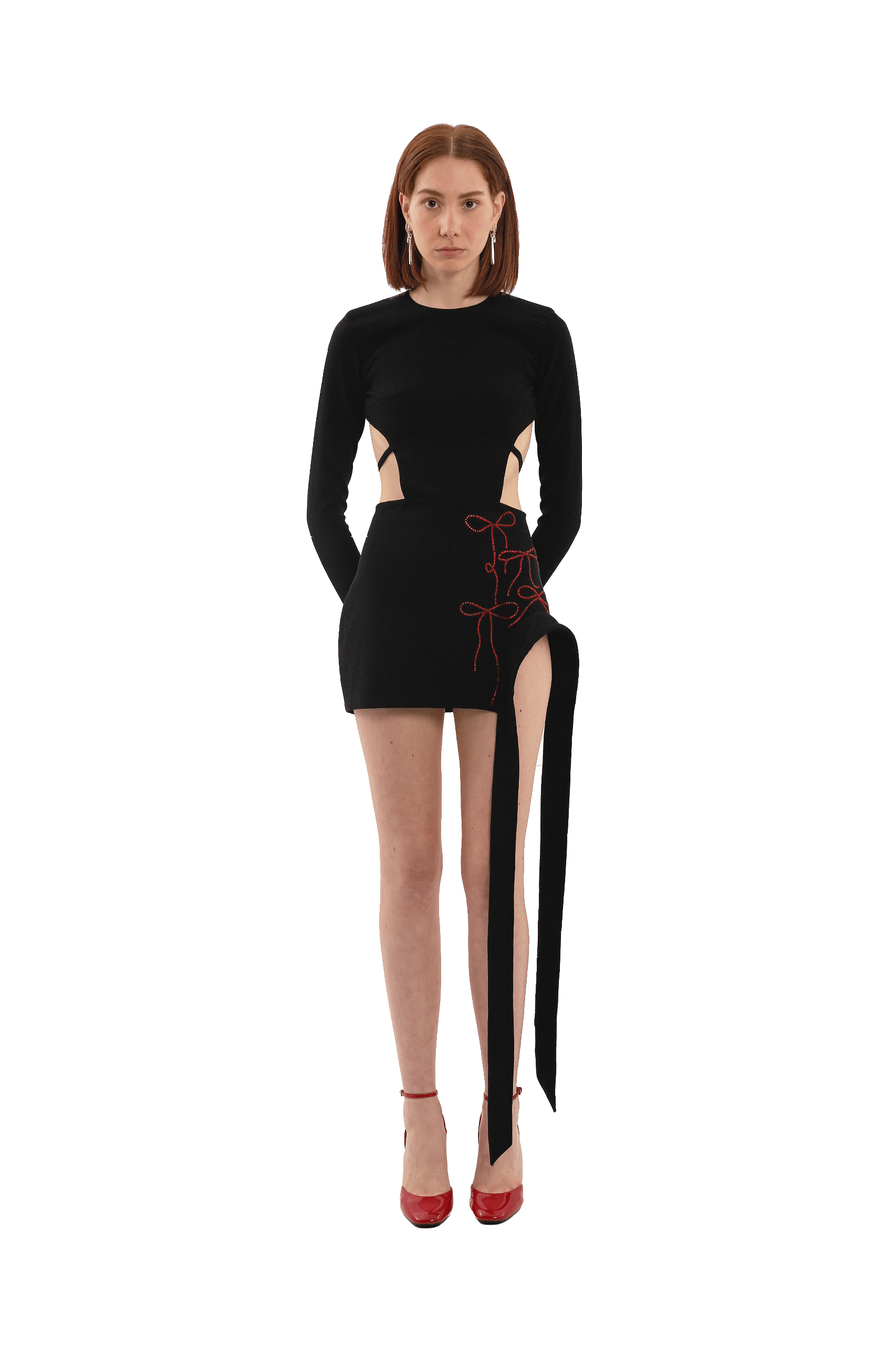 Black crystal bows mini dress made by Compte Spain