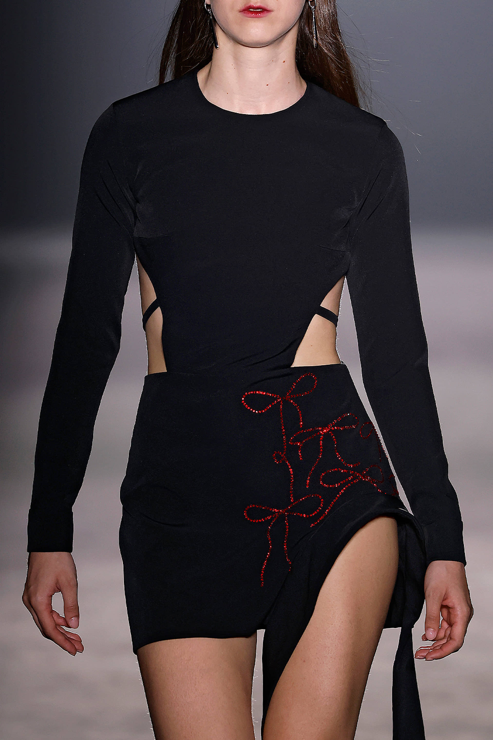 Black crystal bows mini dress made by Compte Spain