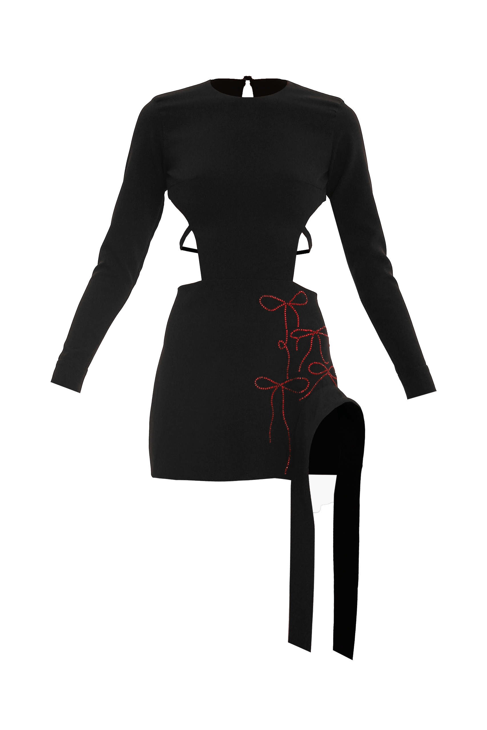 Black crystal bows mini dress made by Compte Spain