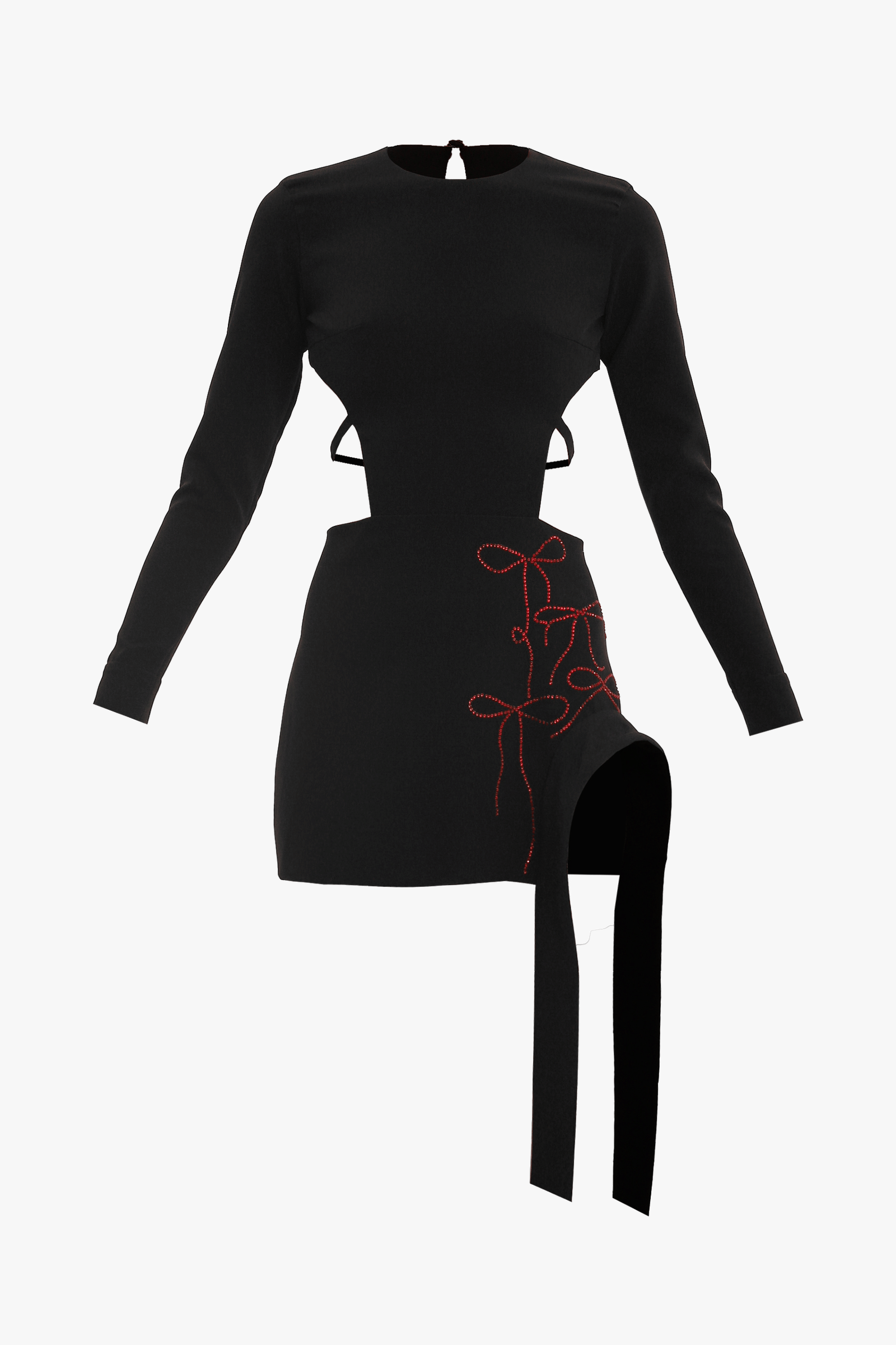Black crystal bows mini dress made by Compte Spain