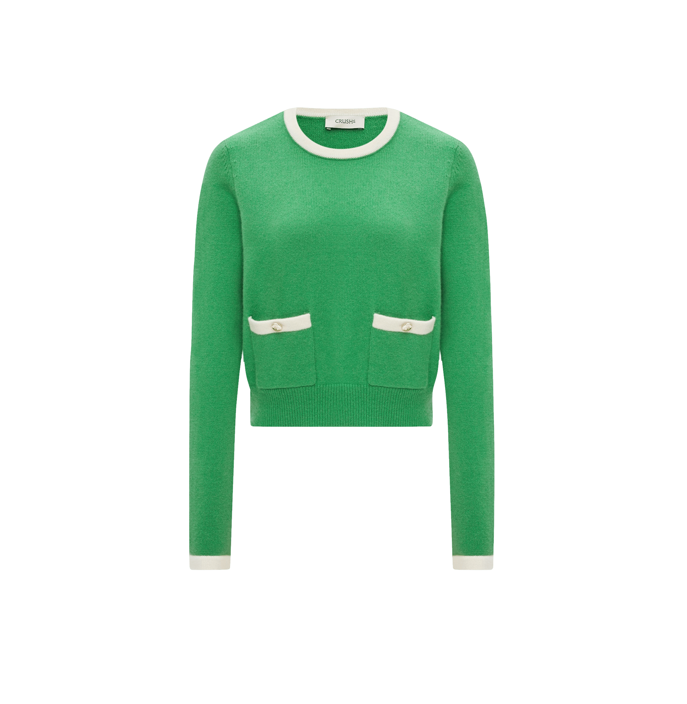 CASHMERE COLOR-BLOCKED TOP in Green made by CRUSH Collection