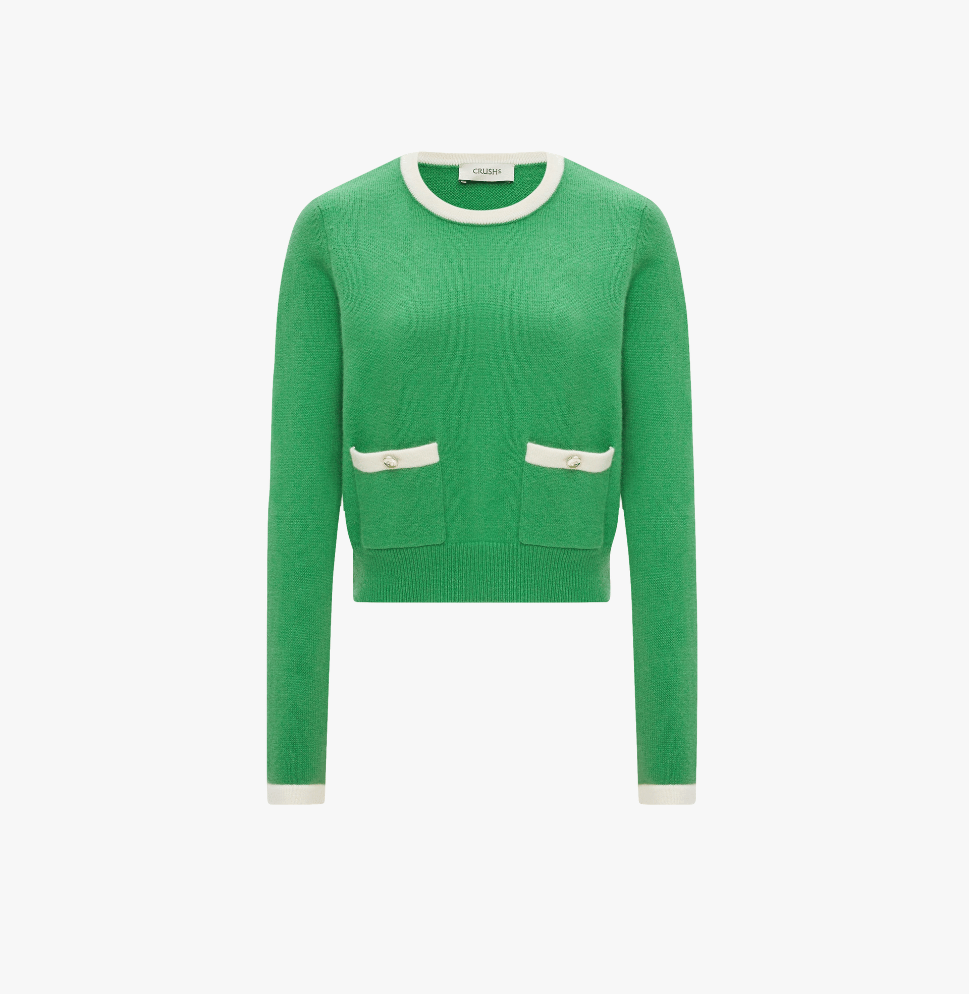 CASHMERE COLOR-BLOCKED TOP in Green made by CRUSH Collection