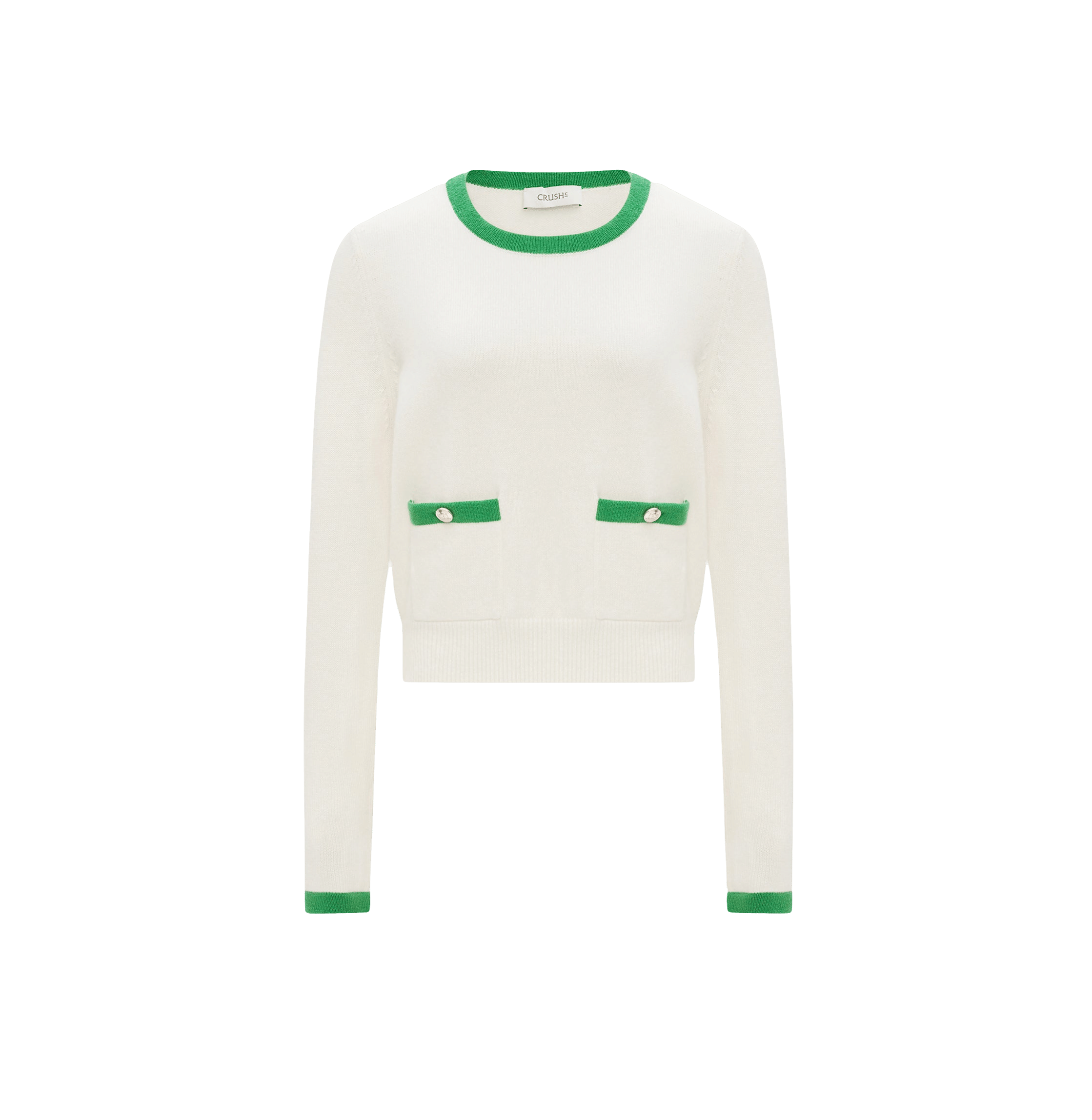 CASHMERE COLOR-BLOCKED TOP in White made by CRUSH Collection