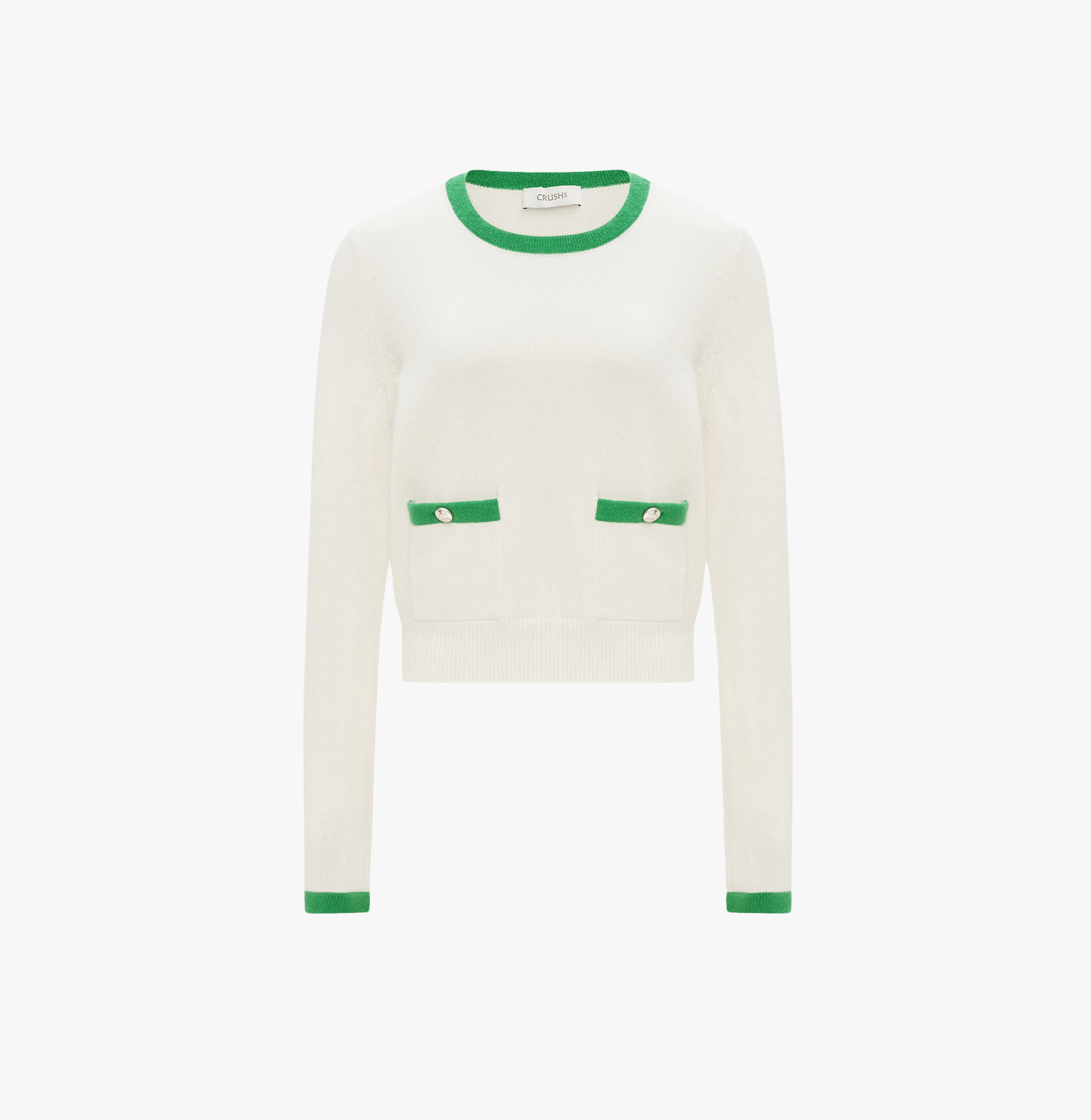 CASHMERE COLOR-BLOCKED TOP in White made by CRUSH Collection
