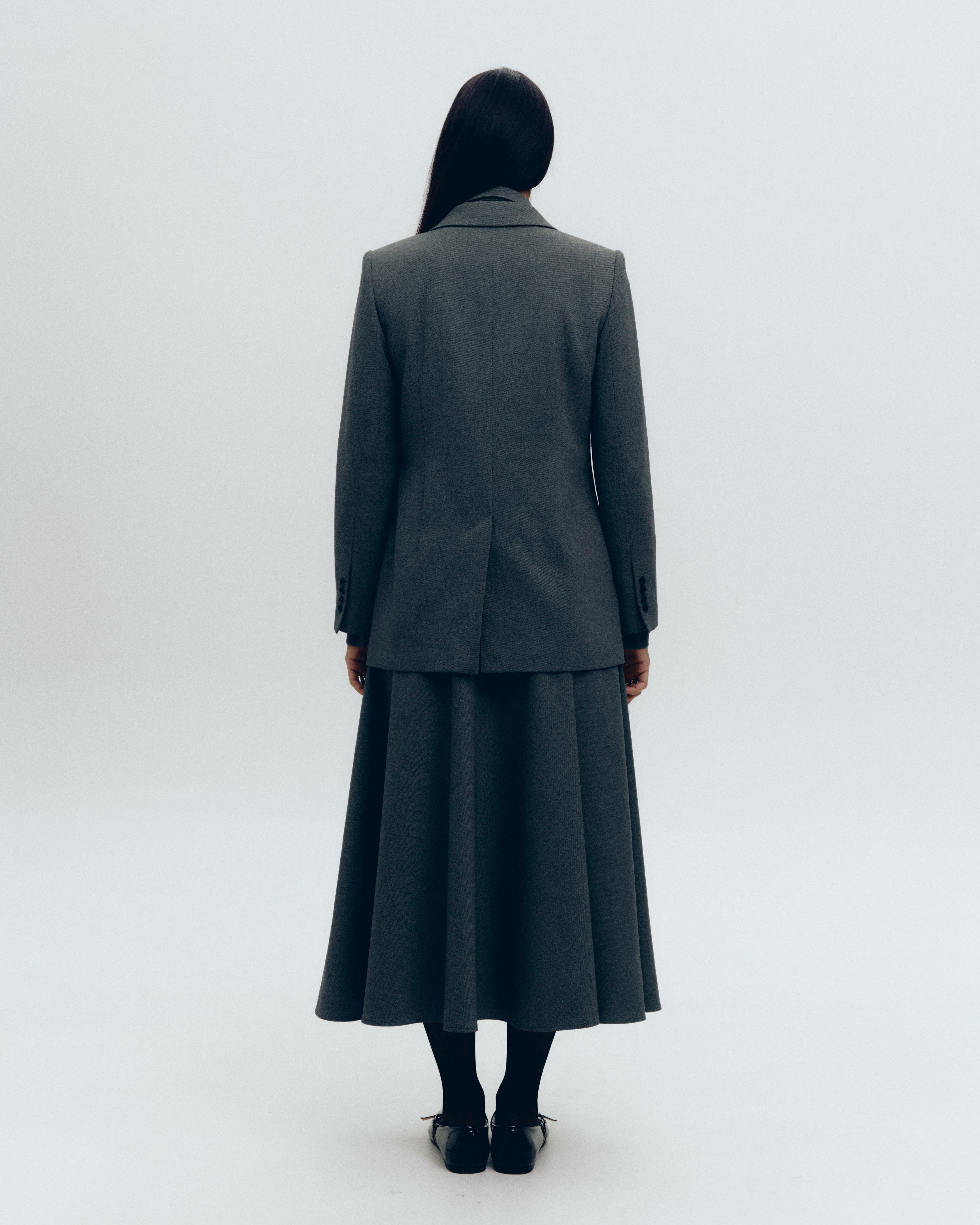 Grey midi skirt made by KNITEL