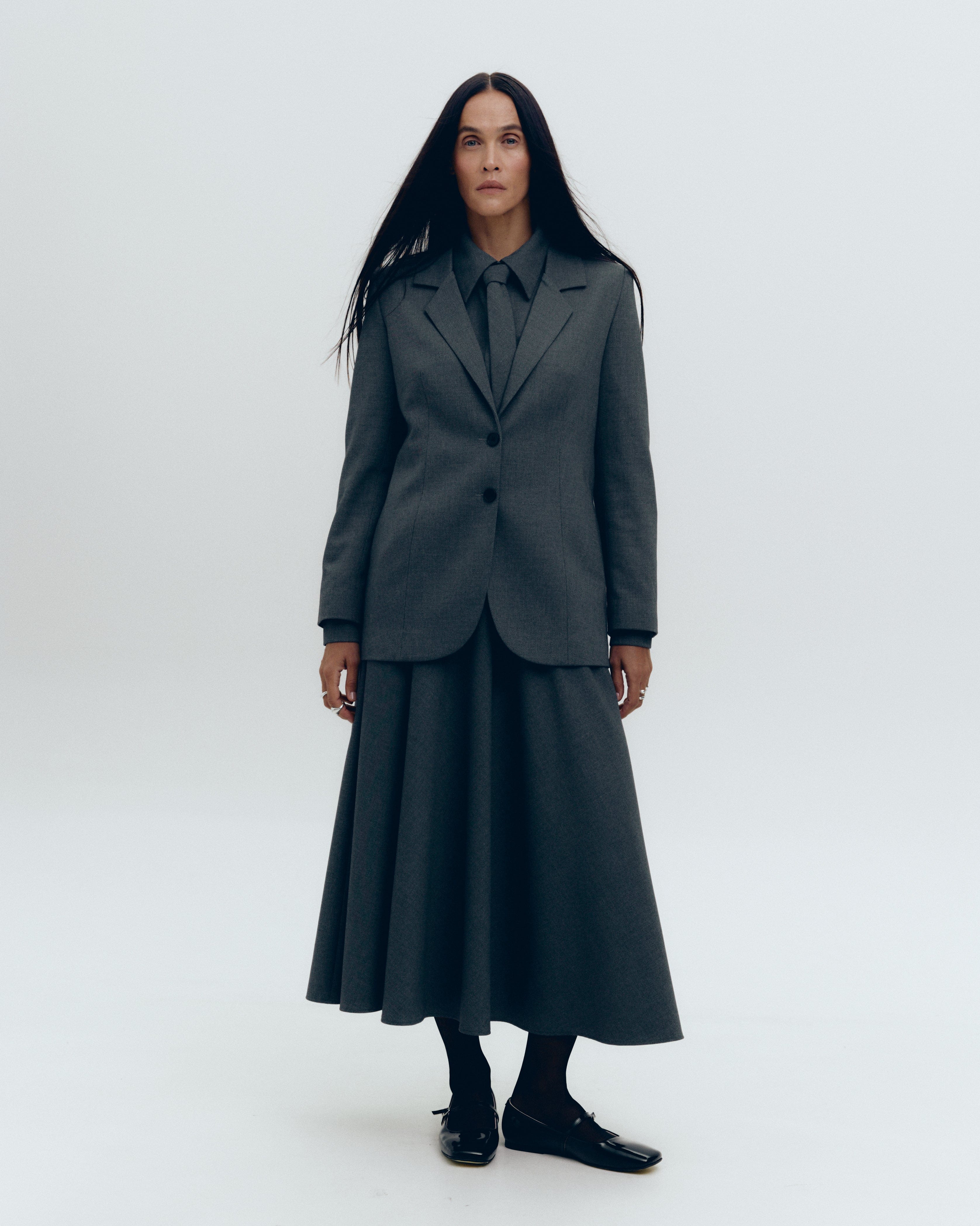 Grey midi skirt made by KNITEL