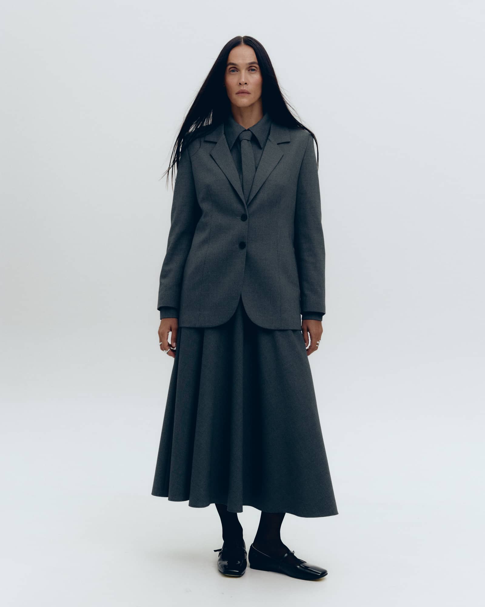 Grey midi skirt made by KNITEL