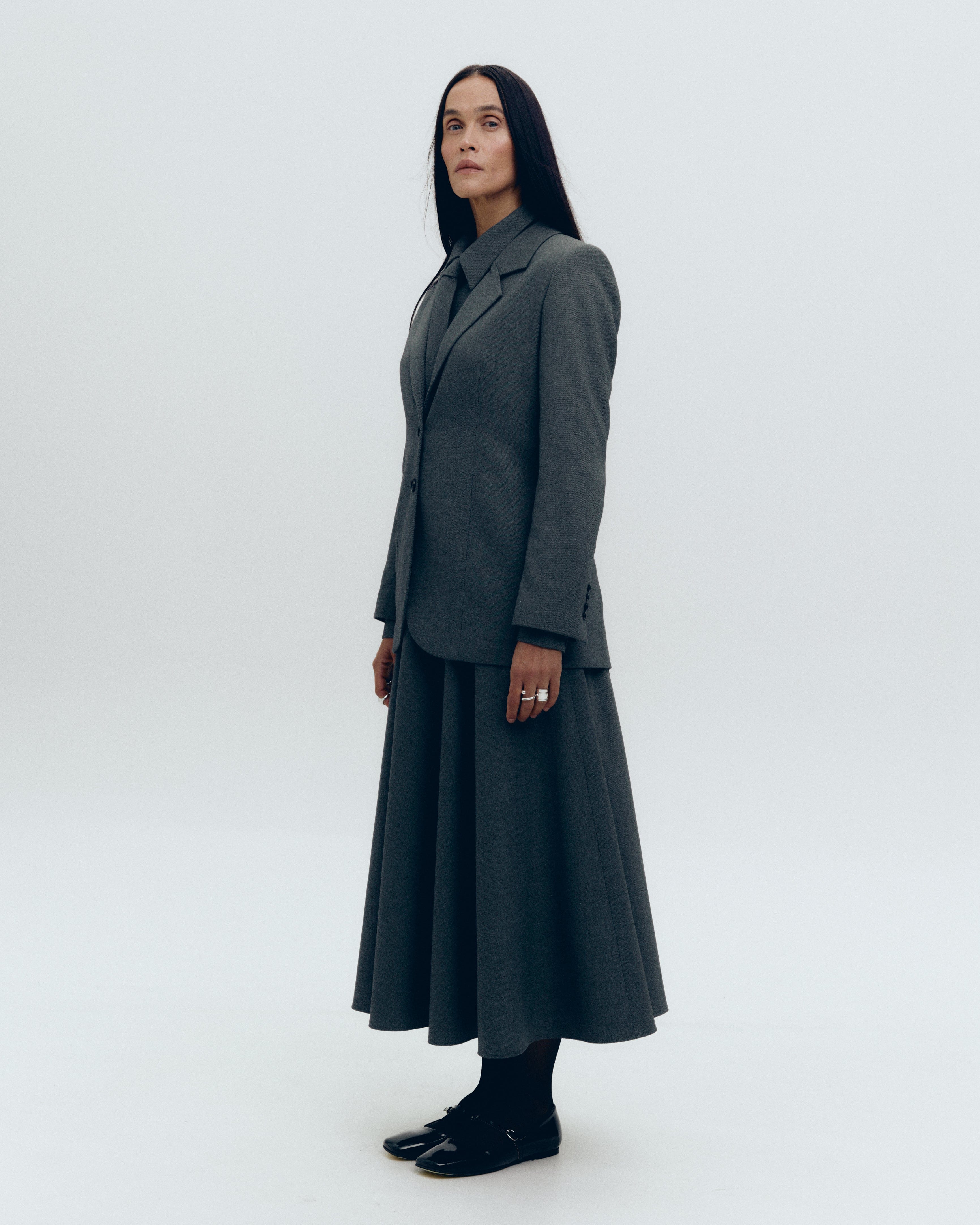 Grey midi skirt made by KNITEL