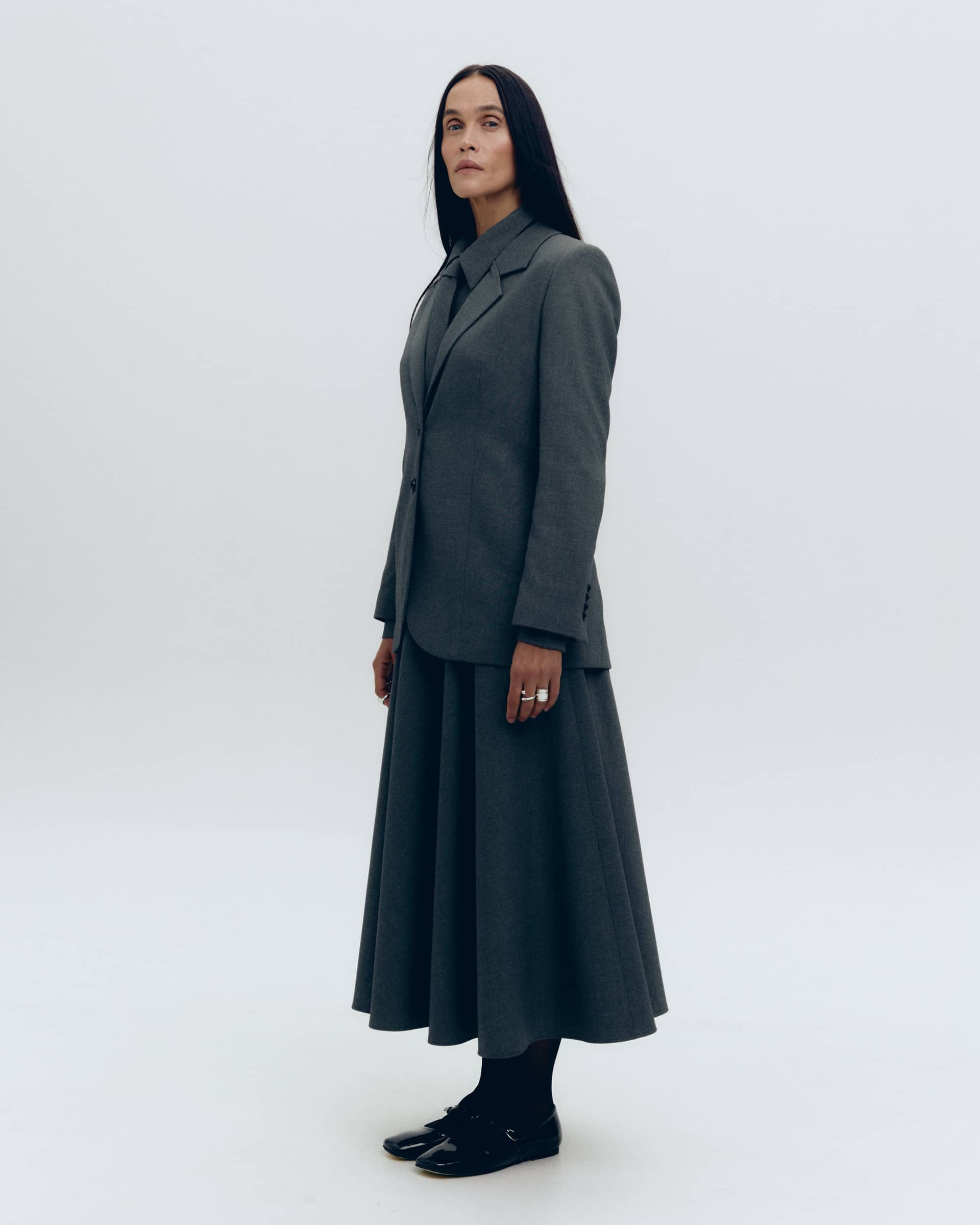 Grey midi skirt made by KNITEL