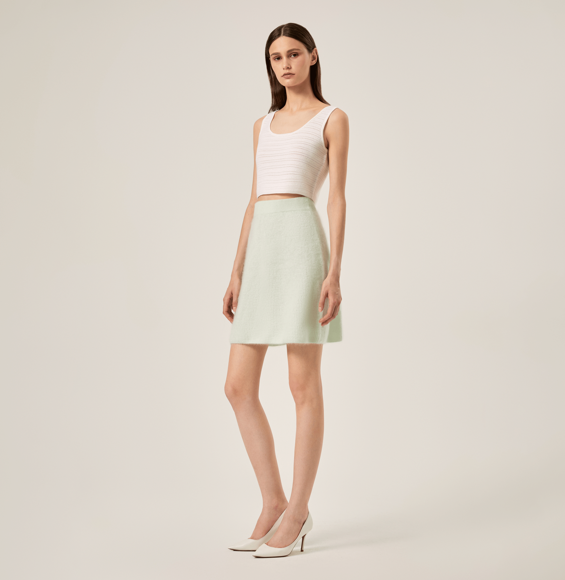 FLUFFY CASHMERE SKIRT in Green made by CRUSH Collection