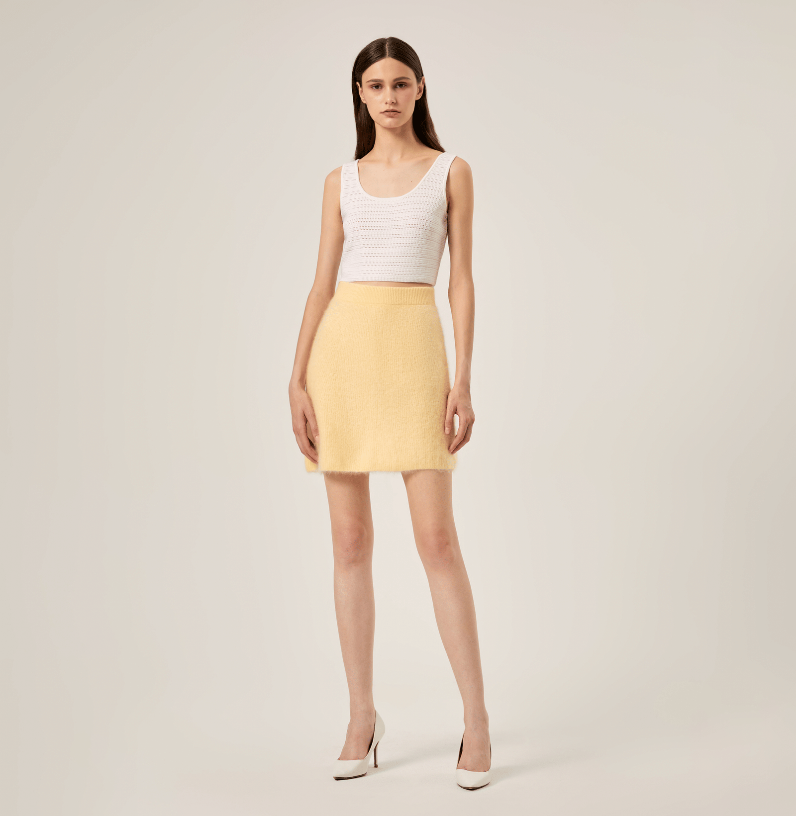 FLUFFY CASHMERE SKIRT in Yellow made by CRUSH Collection