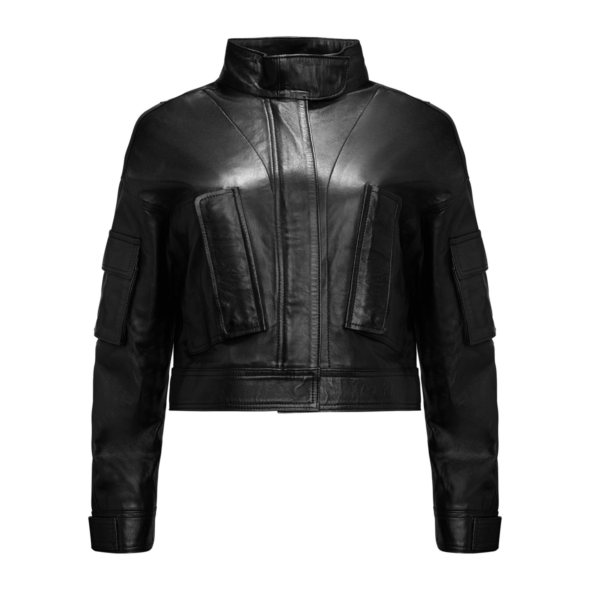 Cropped Leather Biker Jacket made by YAVORSKA