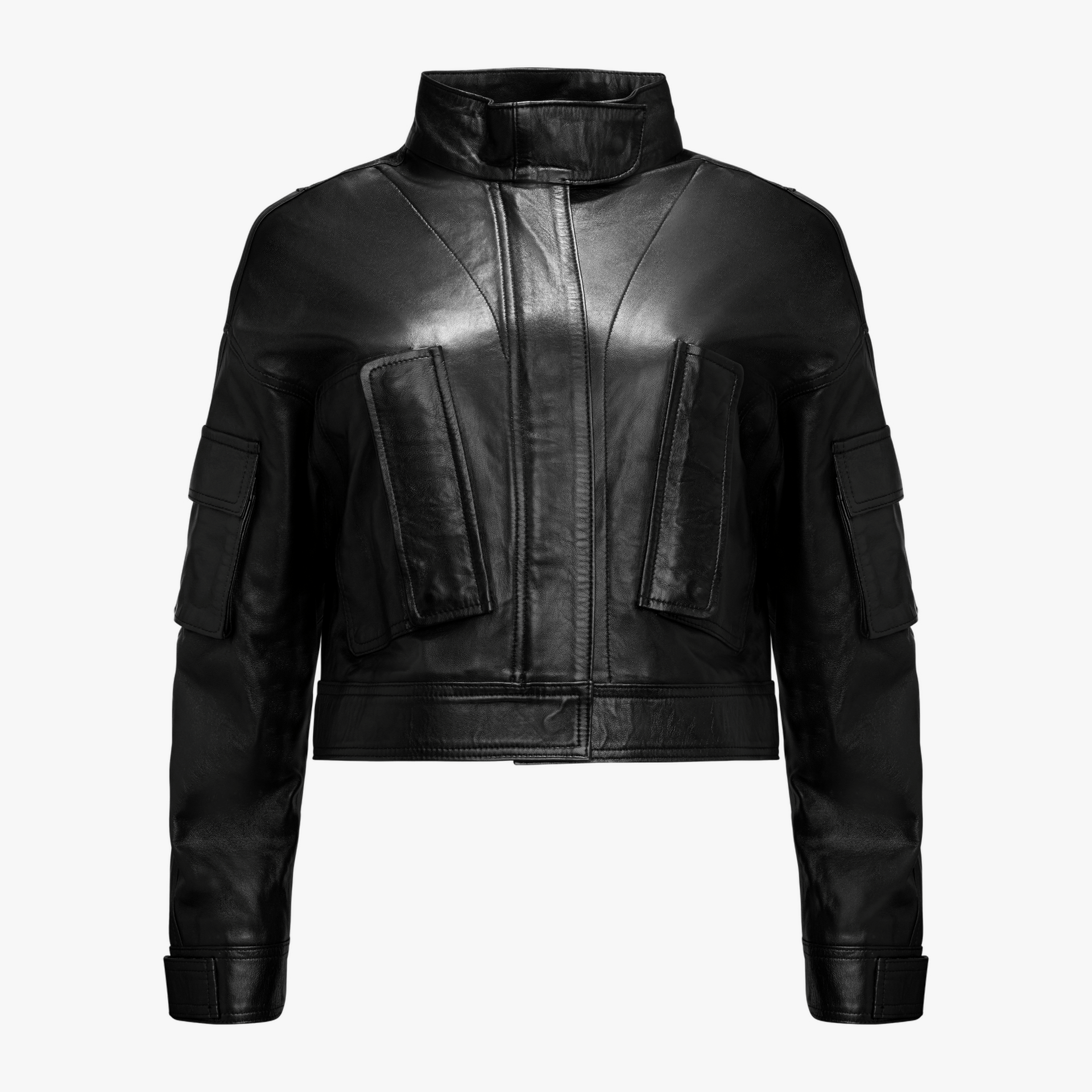 Cropped Leather Biker Jacket made by YAVORSKA