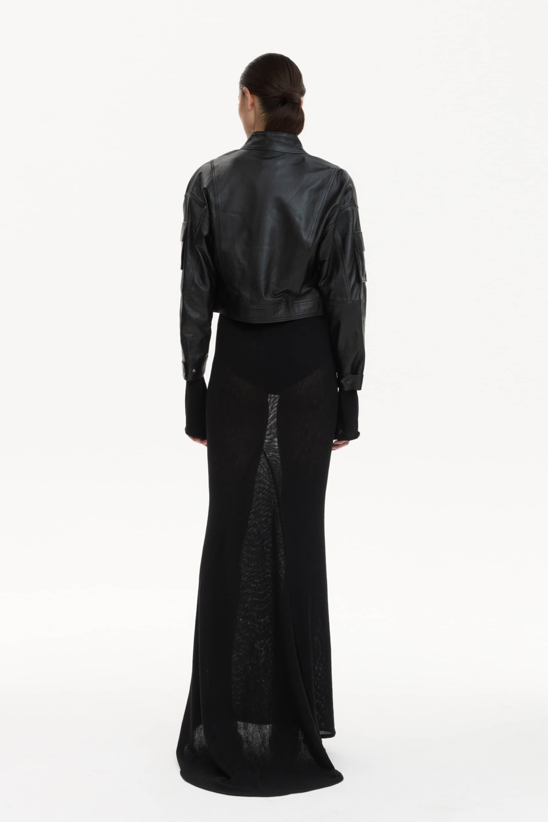 Cropped Leather Biker Jacket made by YAVORSKA