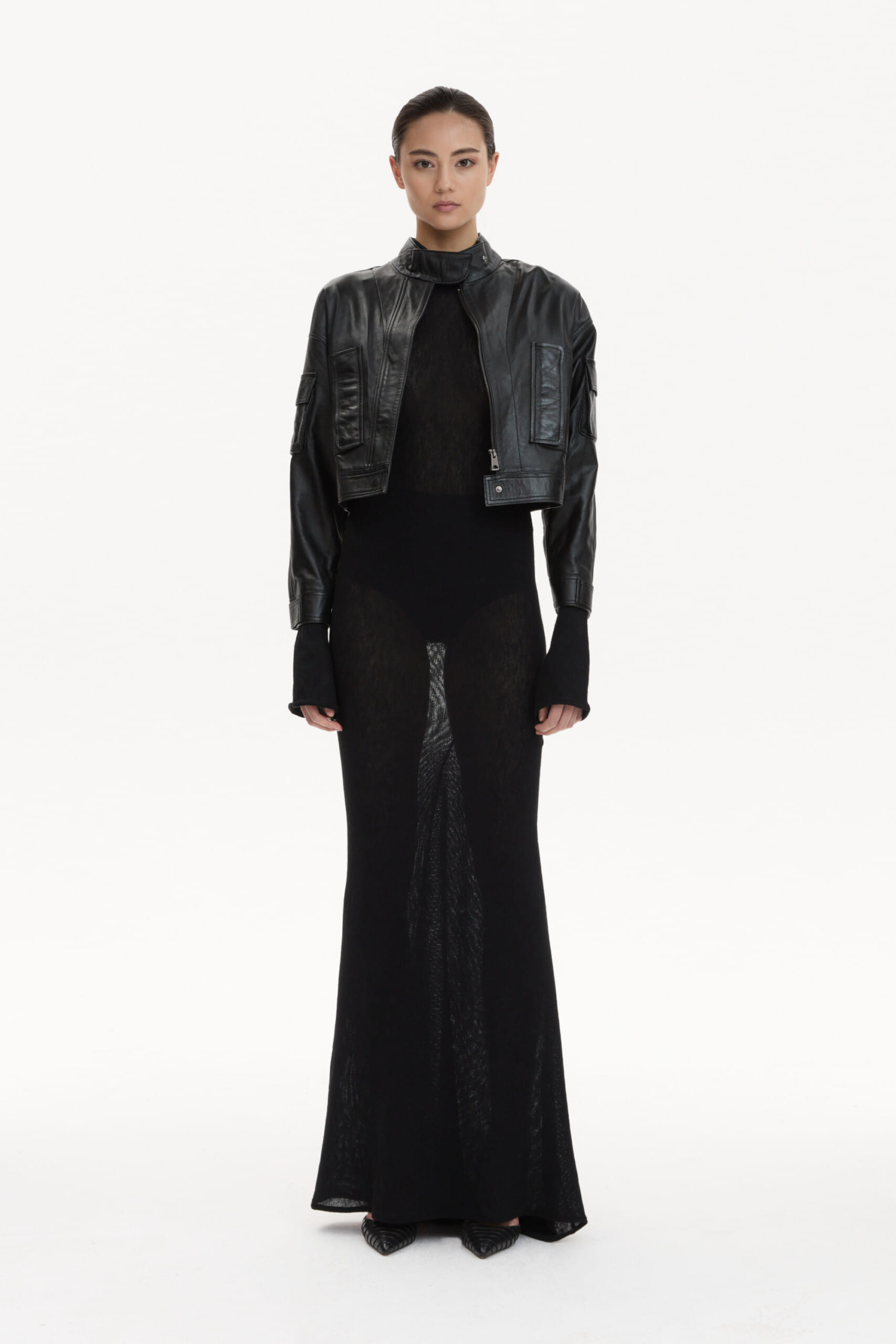 Cropped Leather Biker Jacket made by YAVORSKA