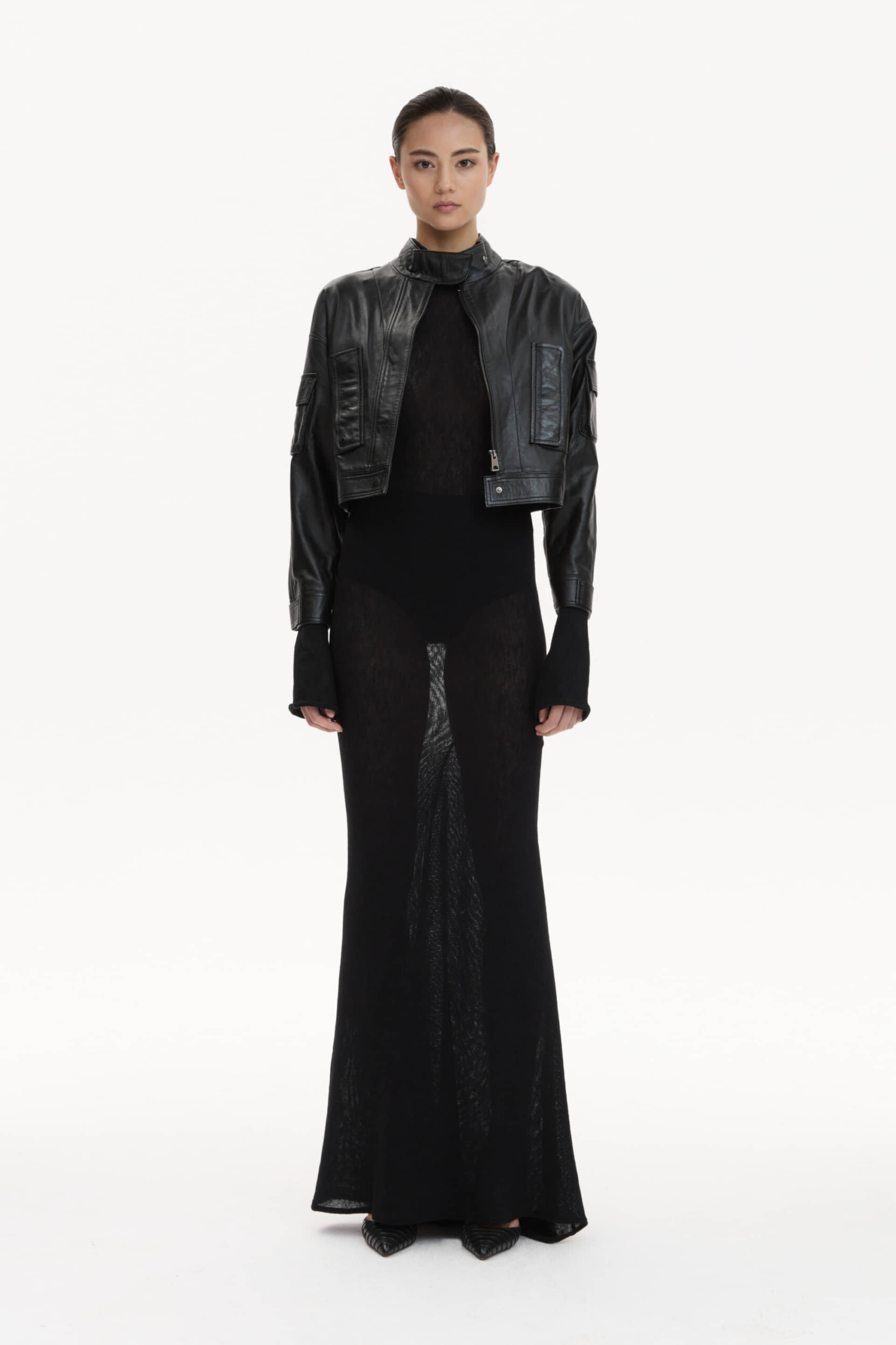 Cropped Leather Biker Jacket made by YAVORSKA