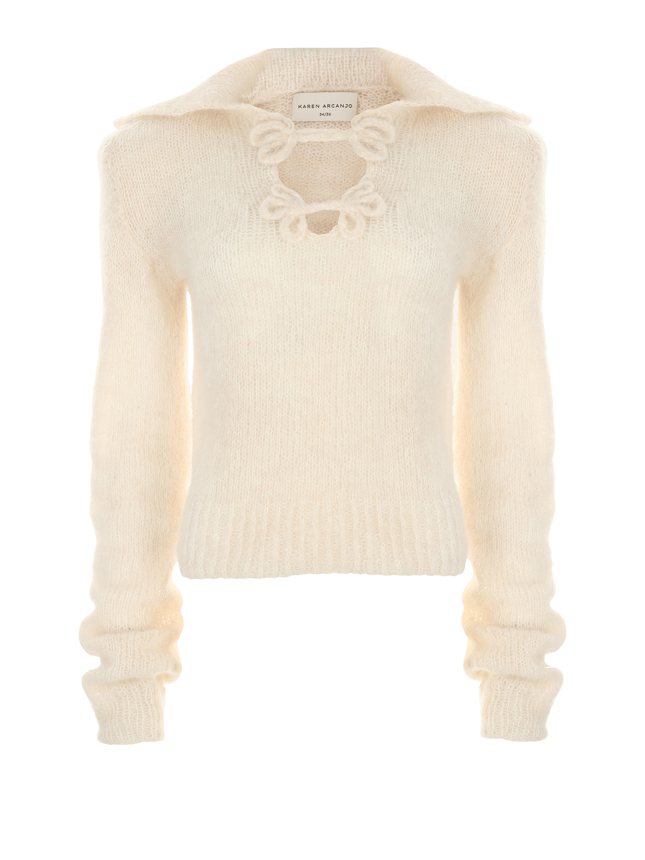 Hand-knitted sweater made by Karen Arcanjo