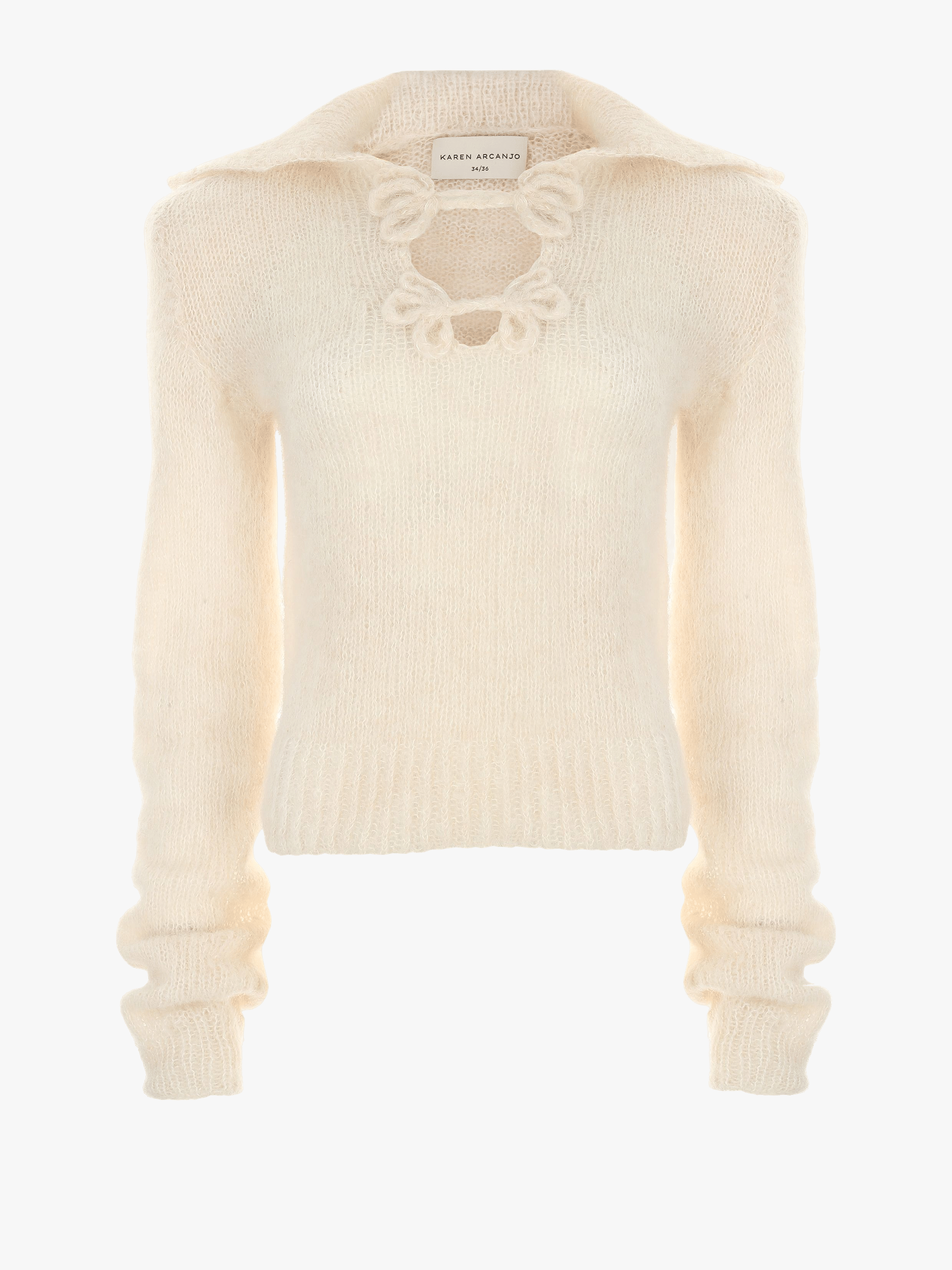 Hand-knitted sweater made by Karen Arcanjo