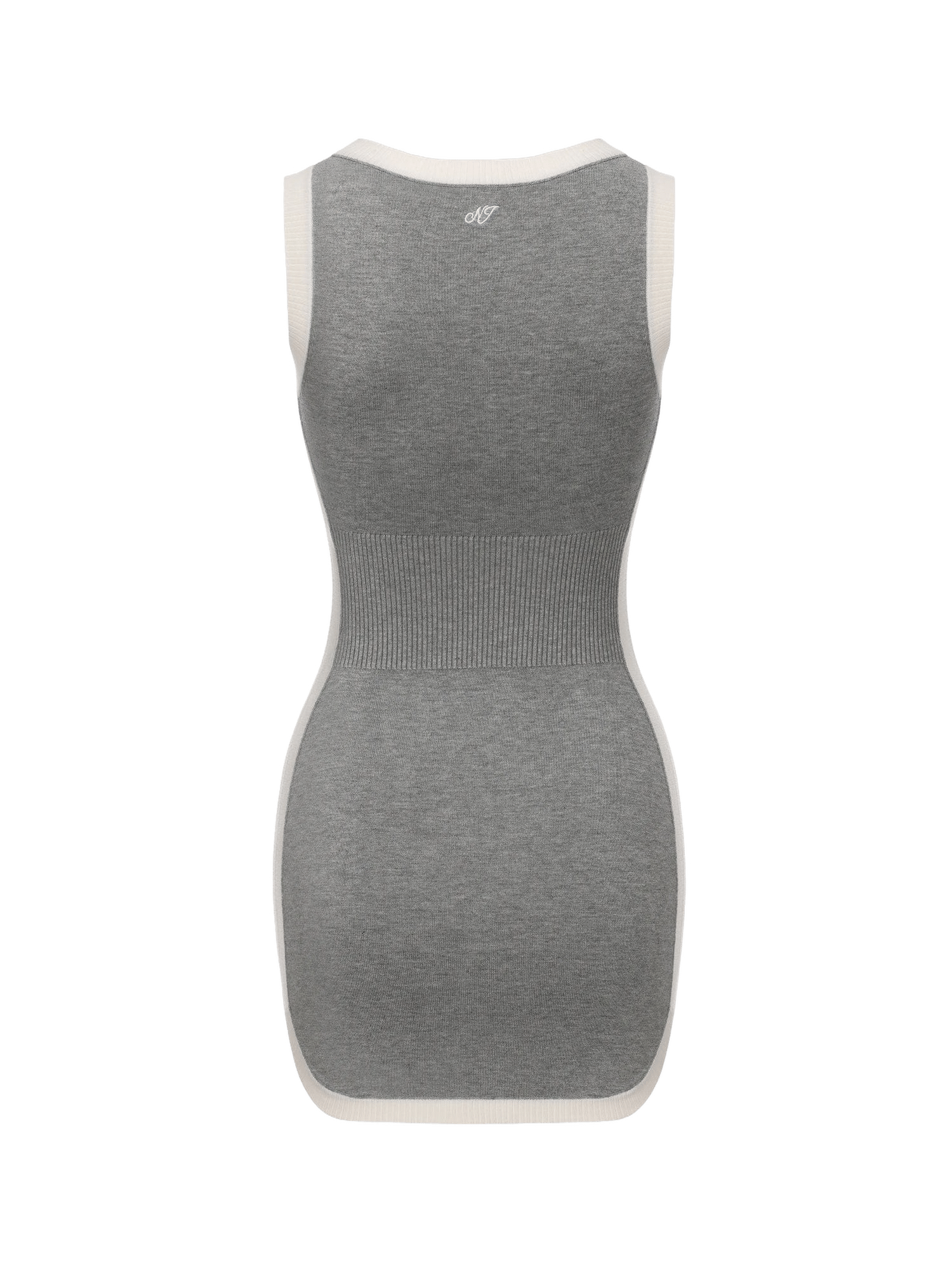 Wilhelmina Contrast-Trim Knit Grey Mini Dress made by Nana Jacqueline