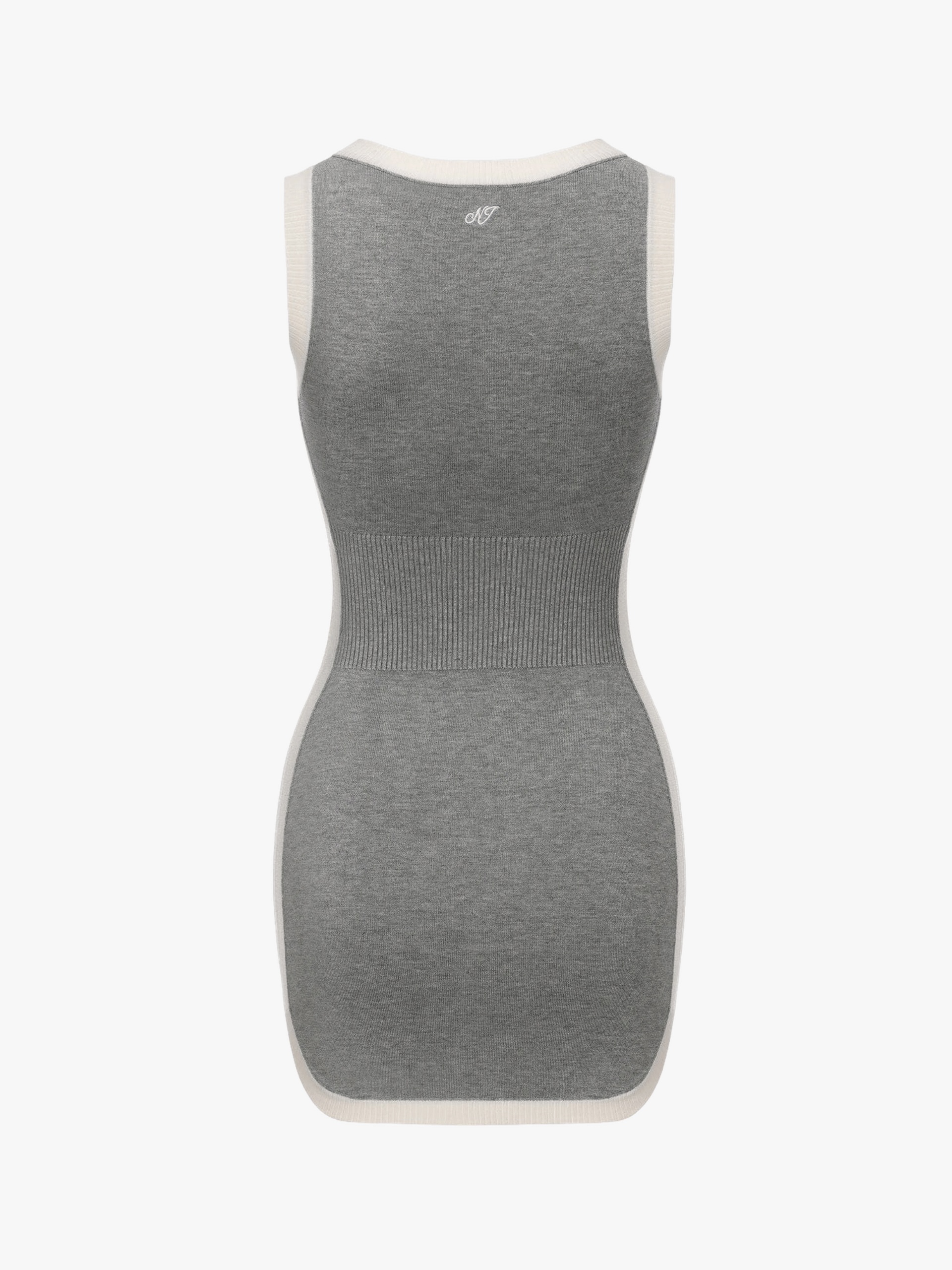 Wilhelmina Contrast-Trim Knit Grey Mini Dress made by Nana Jacqueline