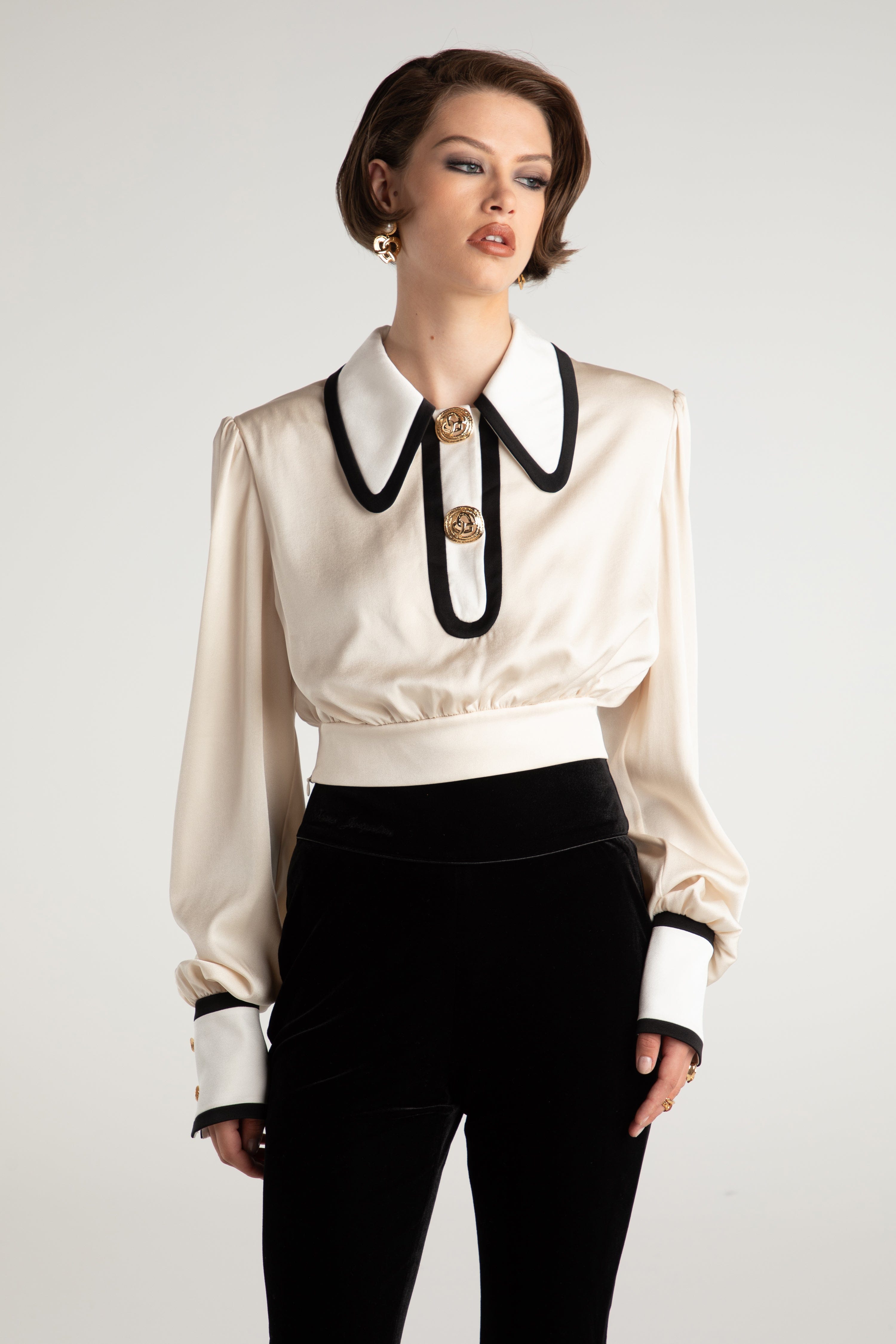 Lori Satin Top in White made by Nana Jacqueline