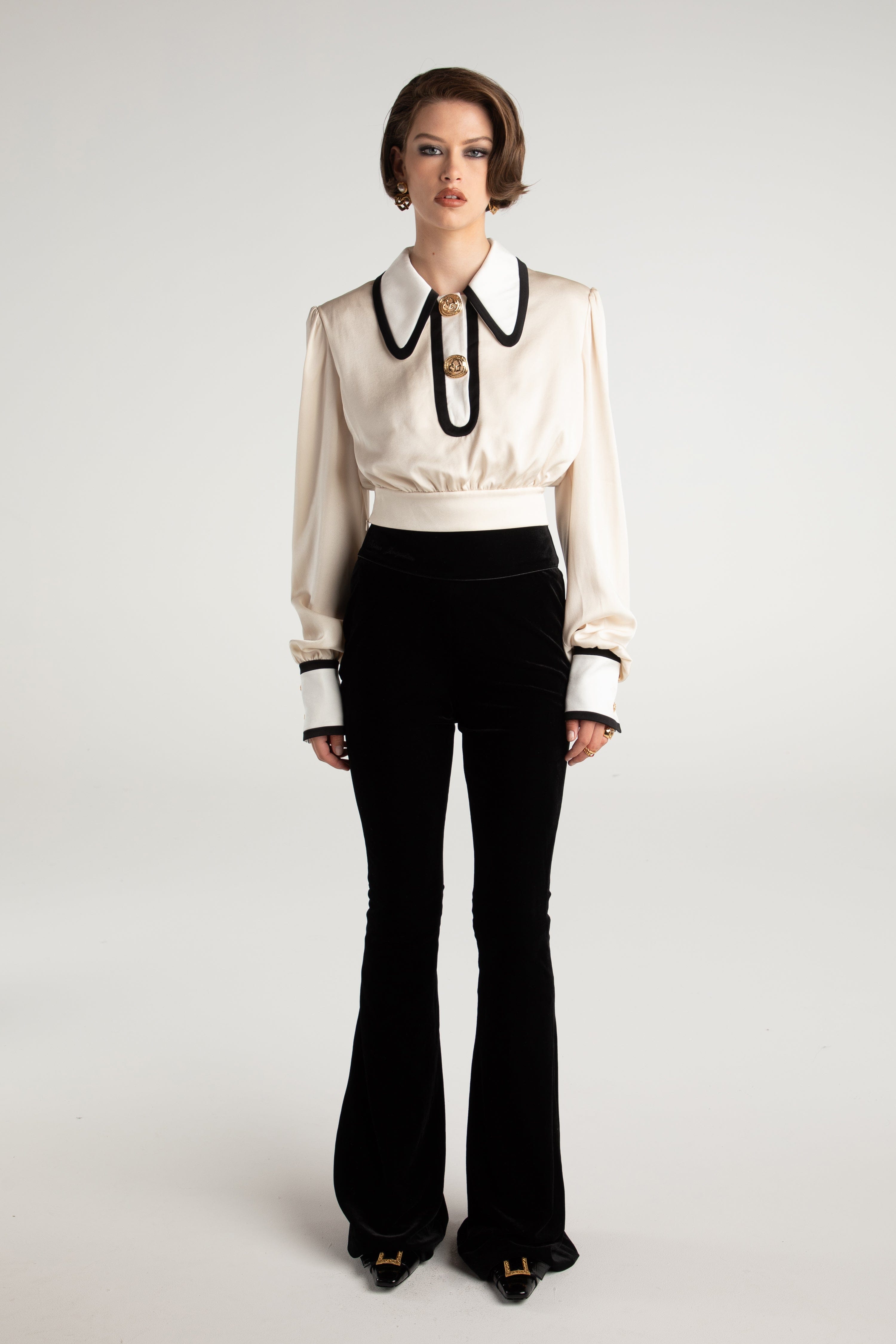 Lori Satin Top in White made by Nana Jacqueline