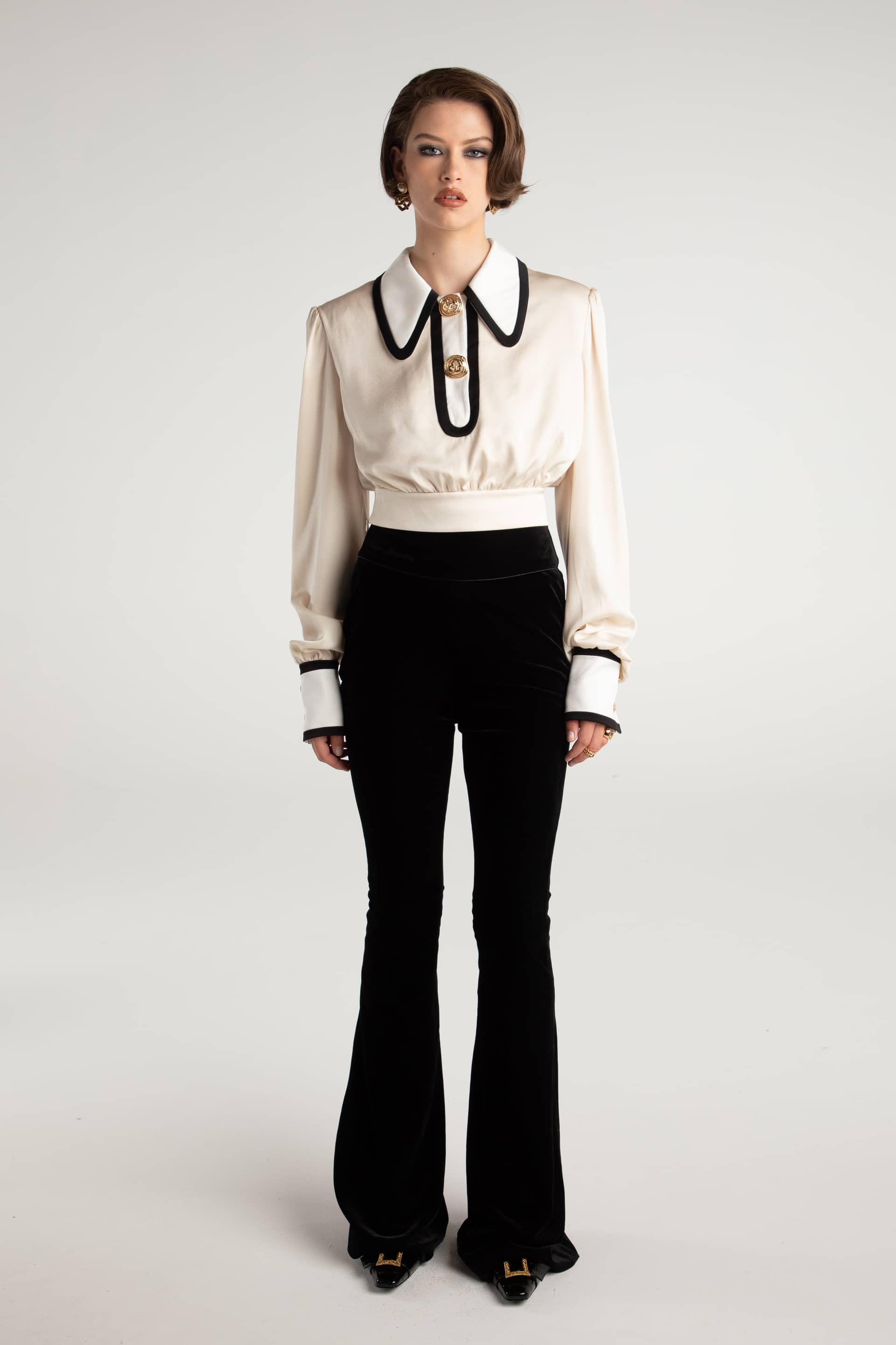 Lori Satin Top in White made by Nana Jacqueline