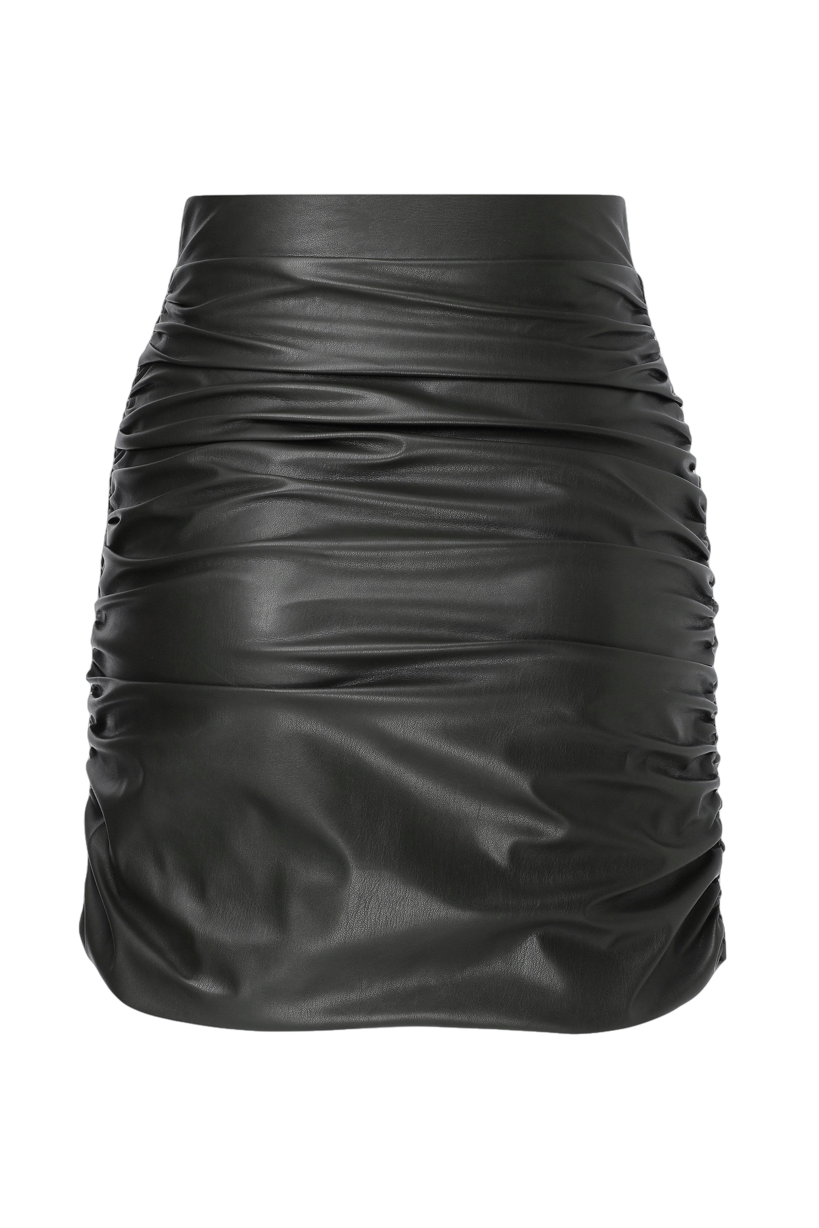 Chels Ruched Skirt in Burnt Green made by Nazli Ceren