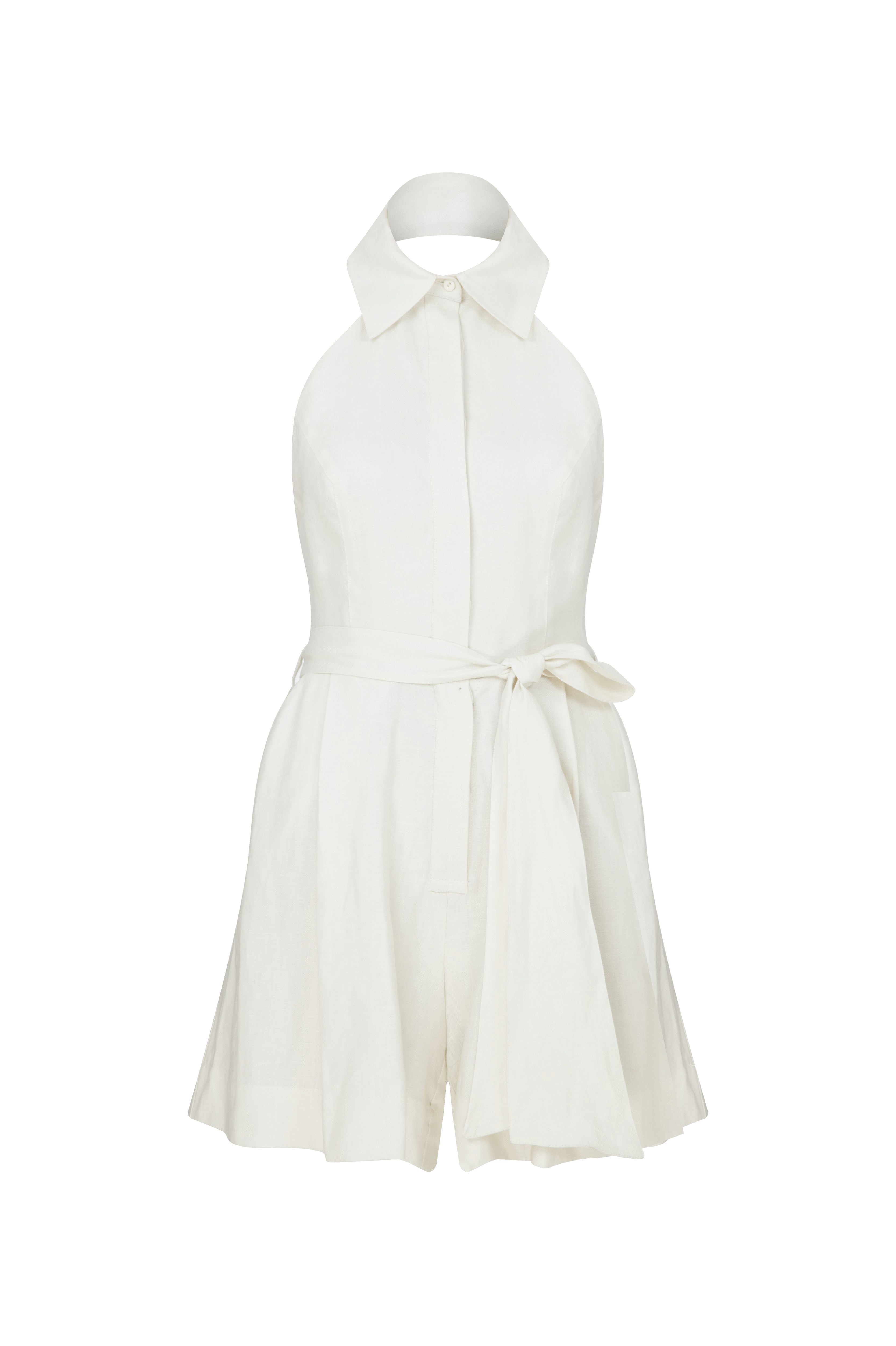 Mindy Linen Playsuit in White Sand made by Nazli Ceren