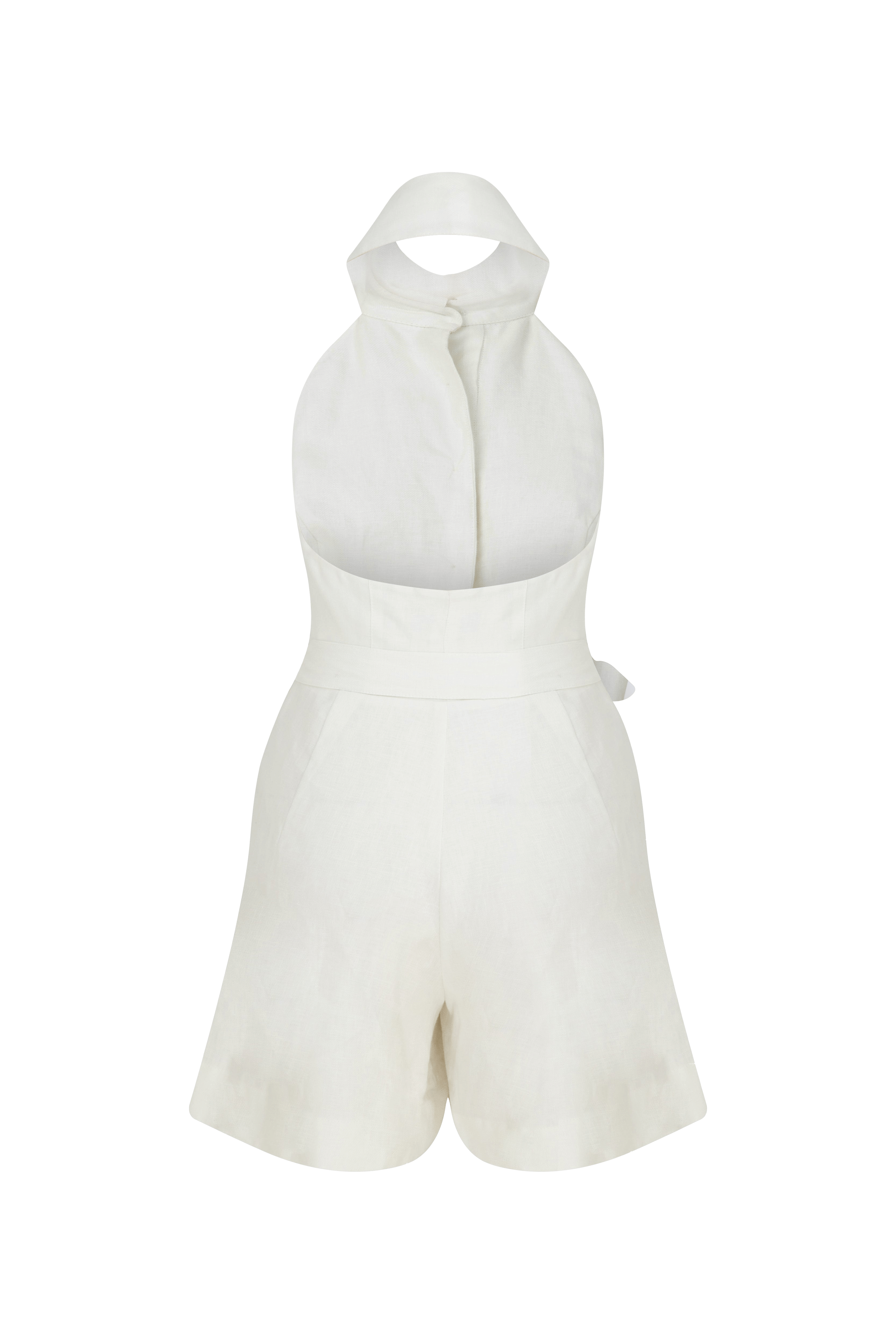 Mindy Linen Playsuit in White Sand made by Nazli Ceren