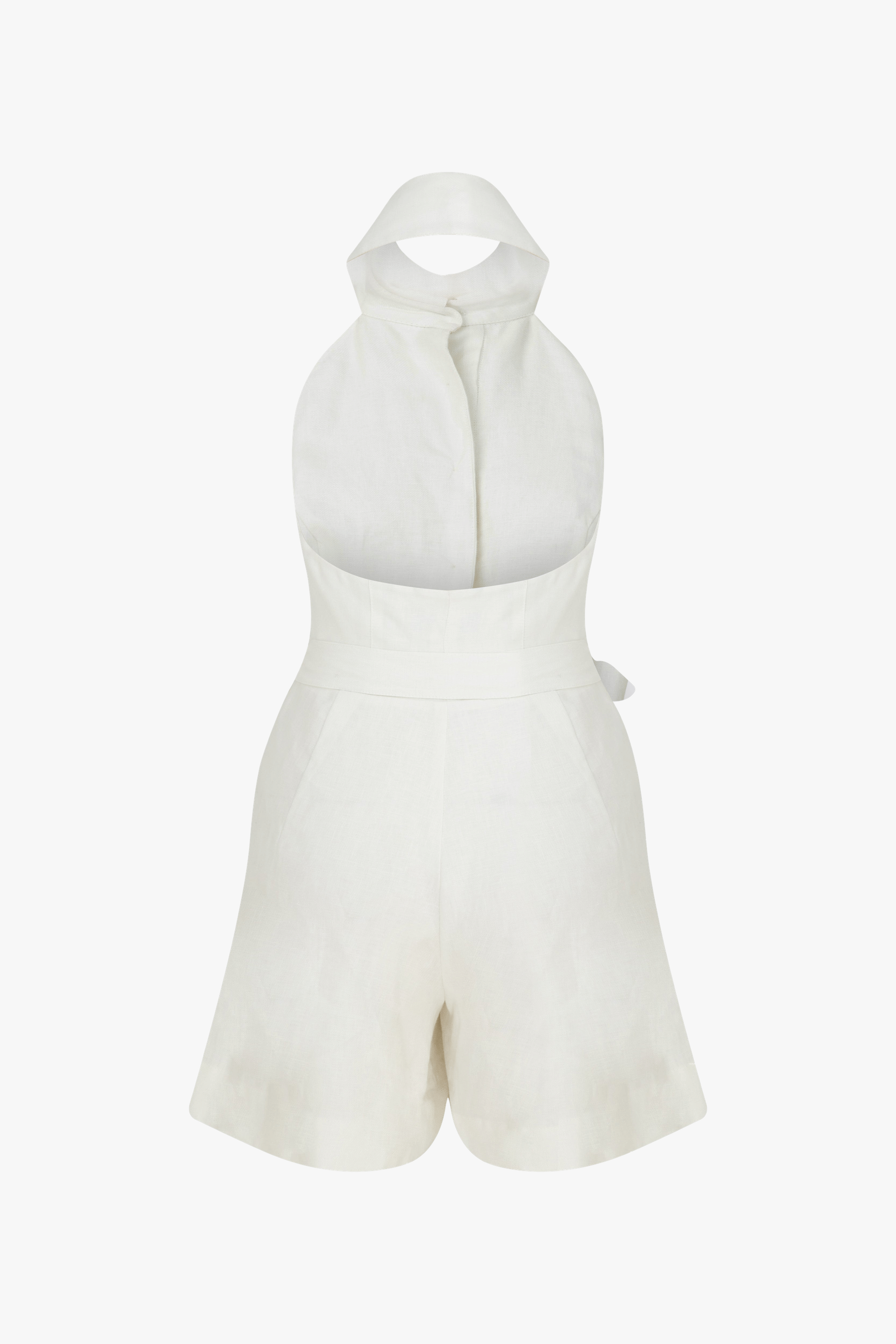 Mindy Linen Playsuit in White Sand made by Nazli Ceren